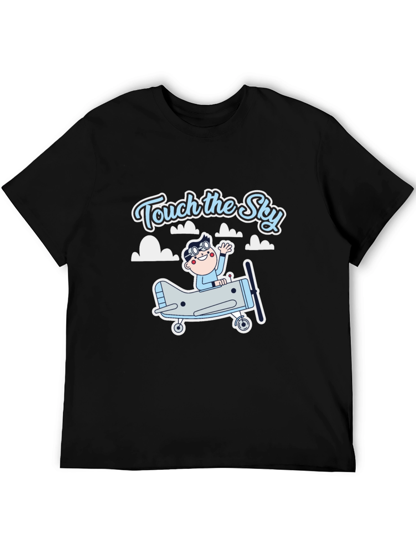 Black Touch the Sky T-Shirt - Airplane & Pilot Design view 5