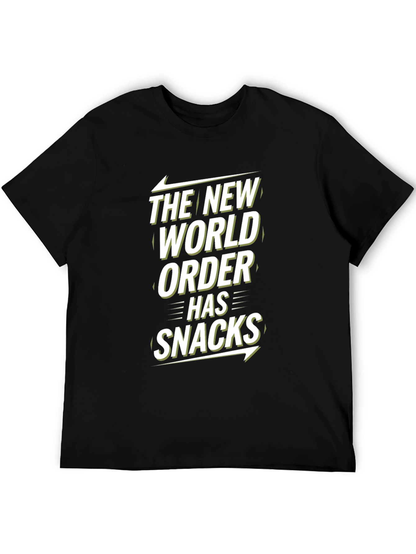 Black New World Order Snacks Tee - Funny Graphic T-Shirt view 5