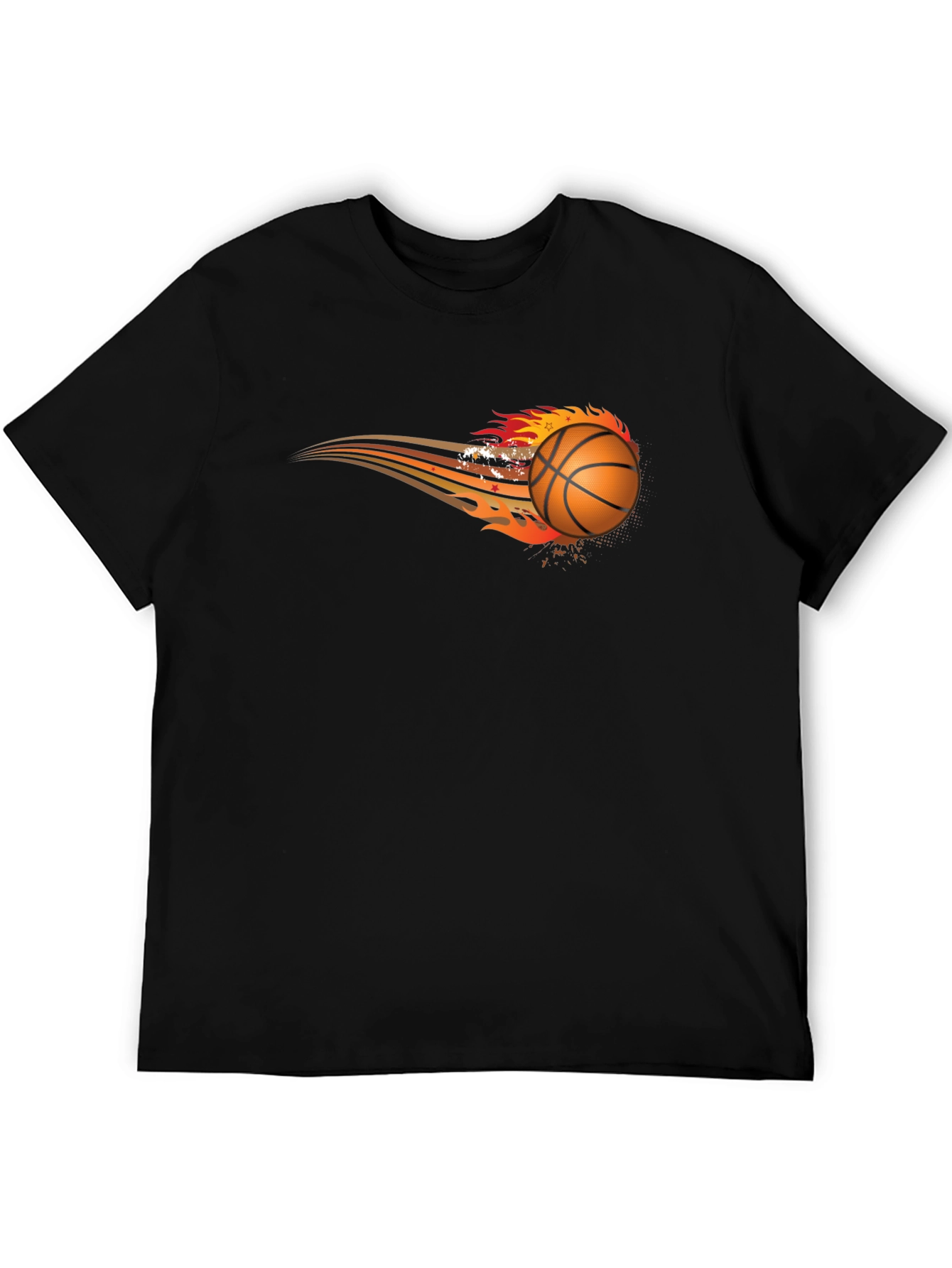 Black Flaming Basketball Graphic Tee - Black view 5