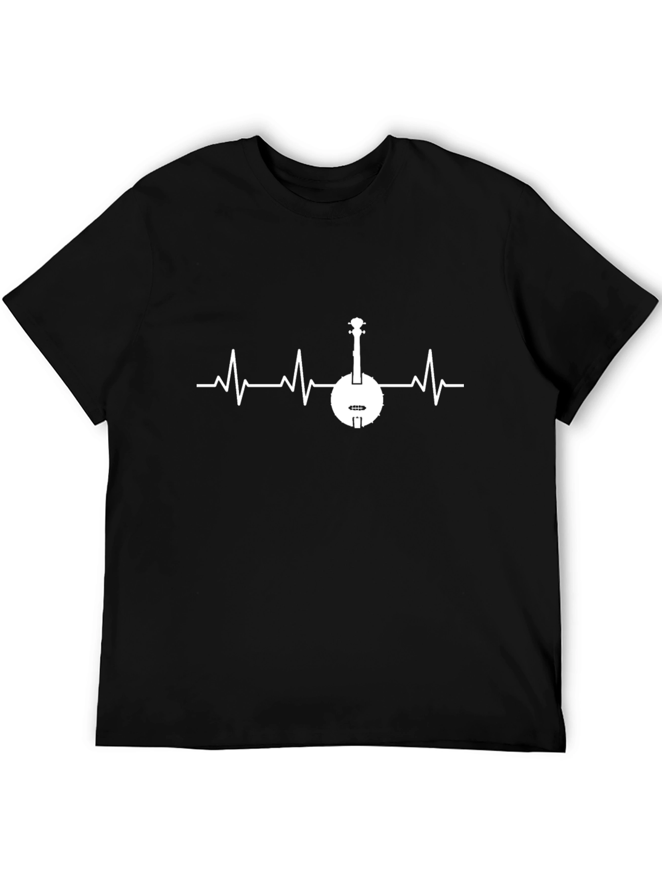 Black Banjo Heartbeat T-Shirt - Music Lover Tee view 5