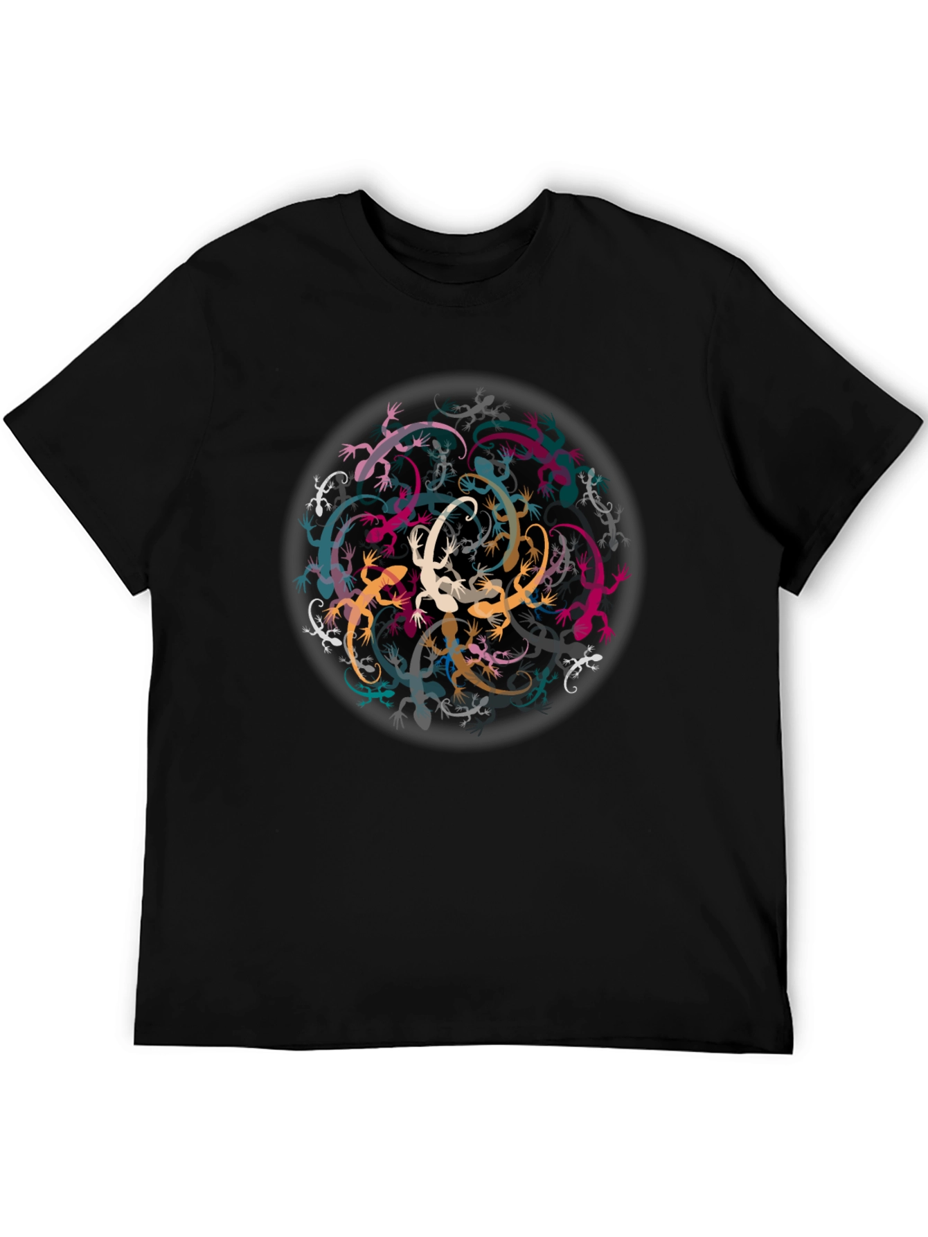 Black Lizard Mandala Black Tee - Unique Graphic T-Shirt view 5