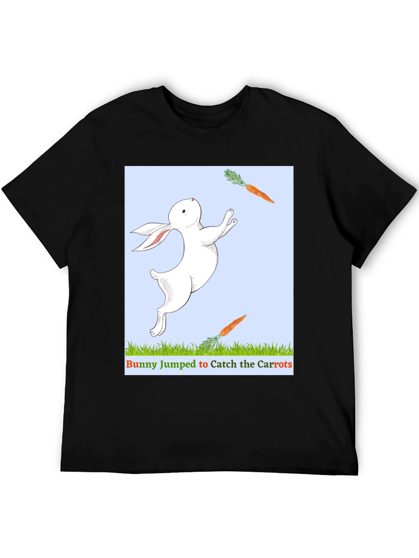 Black Bunny Catching Carrots T-Shirt view 5