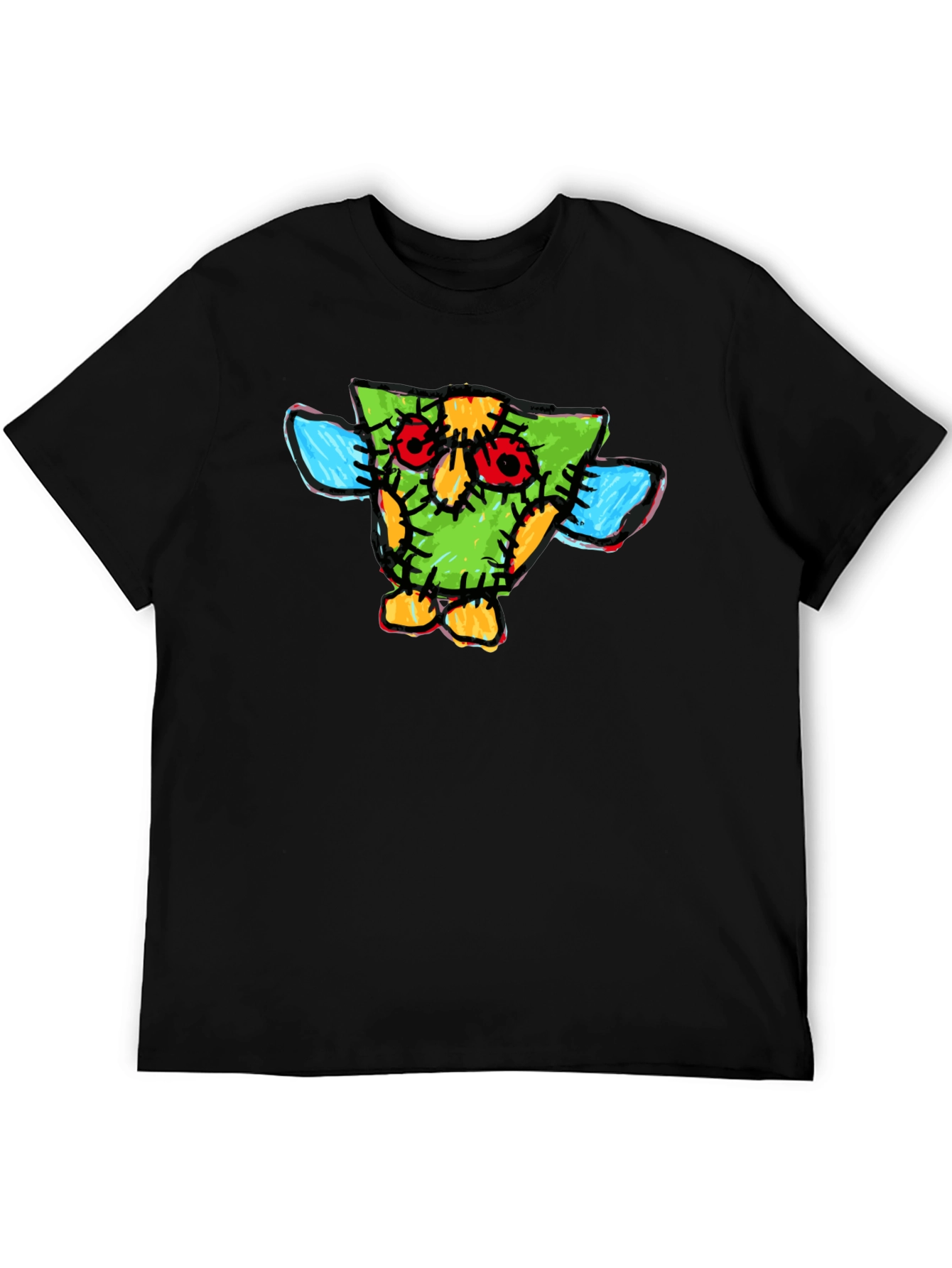 Black Funky Cartoon Owl T-Shirt view 5