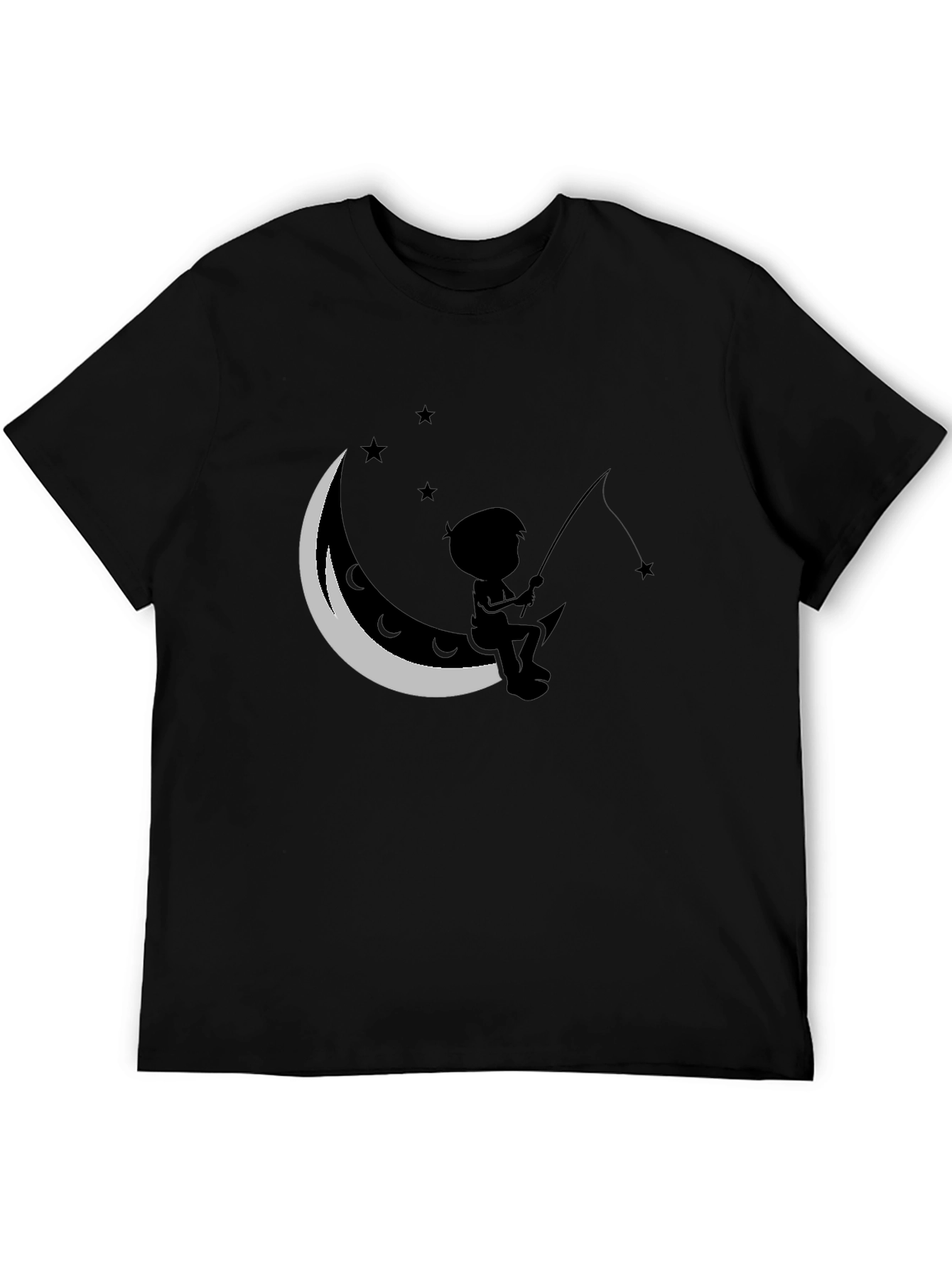 Black Boy Fishing on the Moon T-Shirt view 5