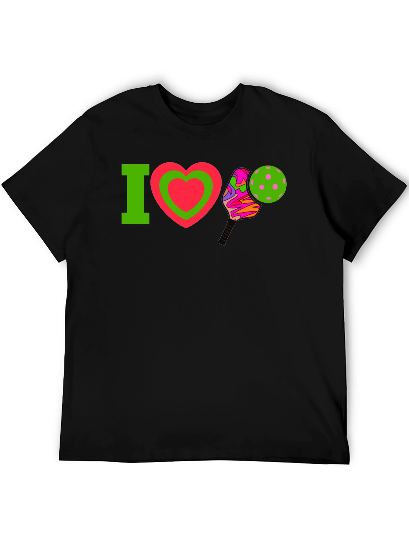 Black I Love Pickleball T-Shirt view 5