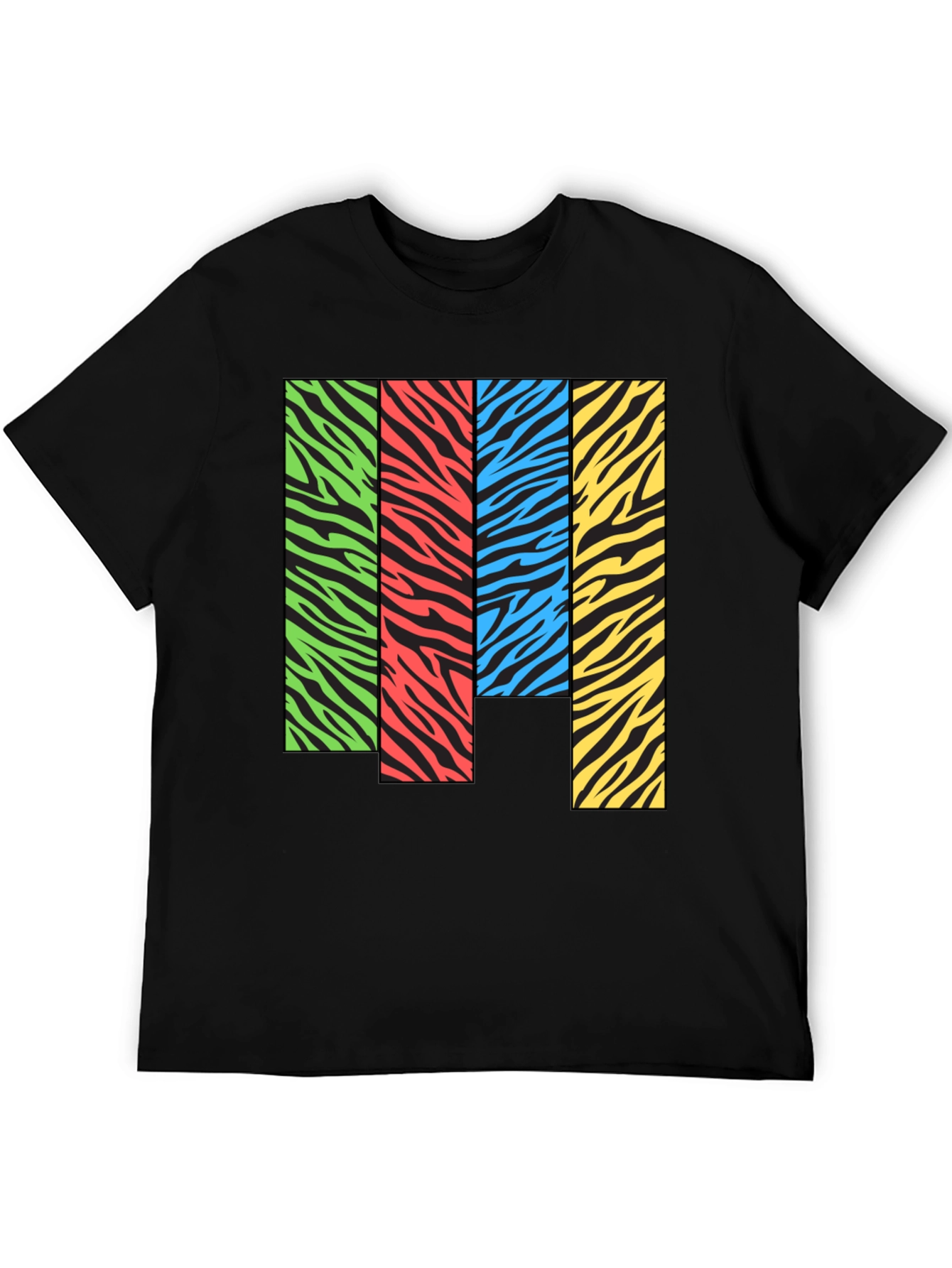 Black Zebra Stripe Color Block Graphic Tee view 5