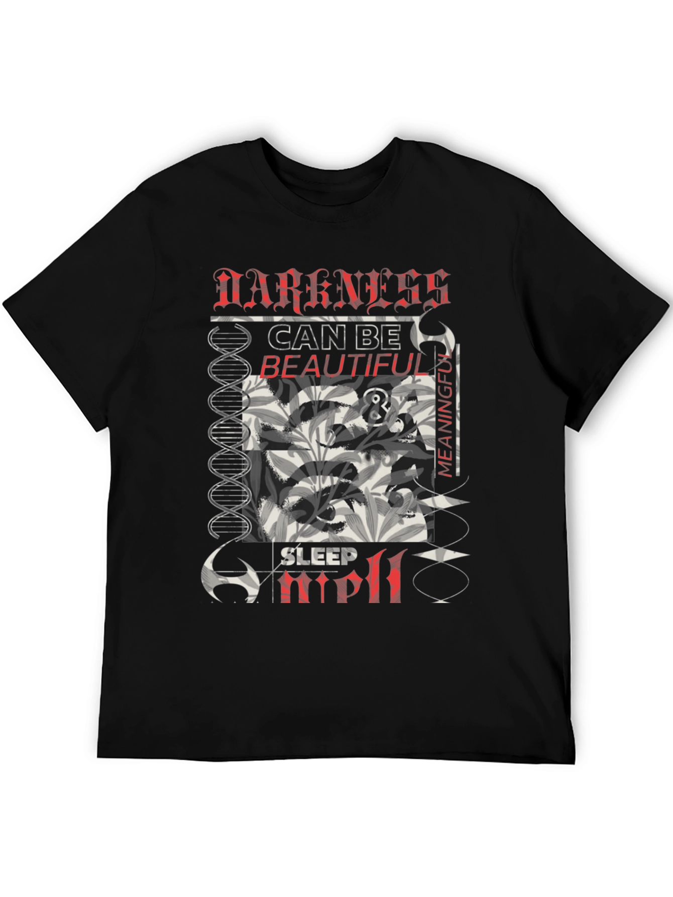 Black Darkness Sleep Graphic Black T-Shirt view 5