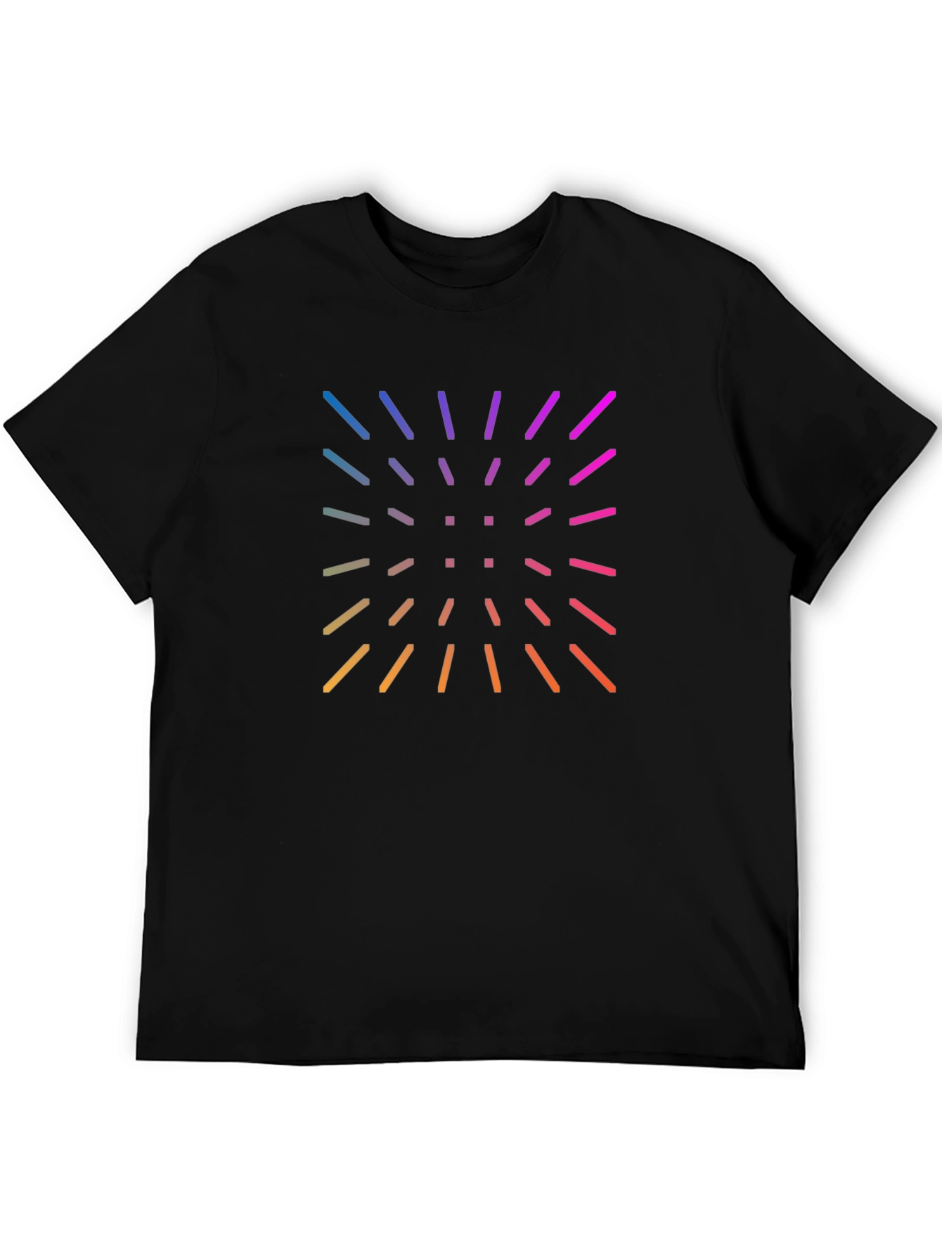 Black Men's Black Tee with Retro Color Burst Design view 5