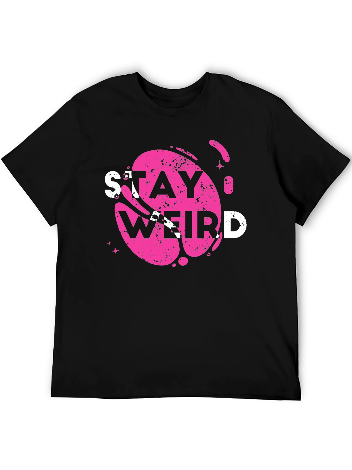 Black Stay Weird Graphic Tee - Trendy Casual Top view 5