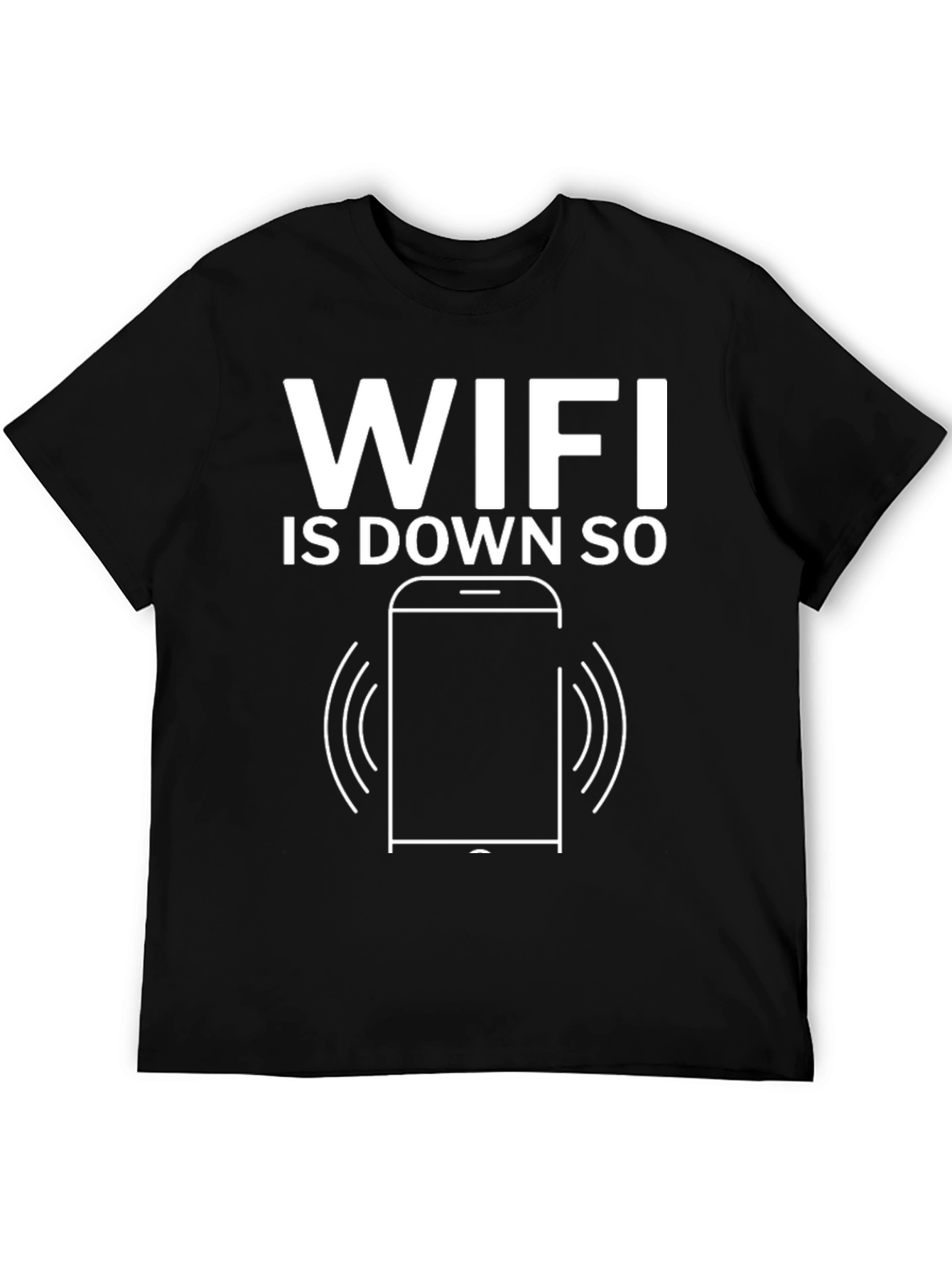 Black Wifi Down T-Shirt - Funny Internet Humor Tee view 5