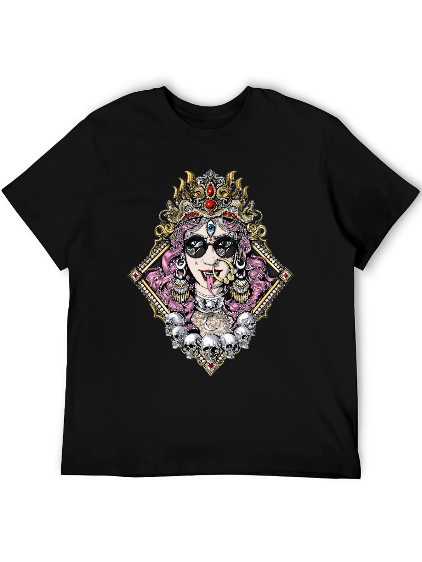 Black Kali T-Shirt with Skull Design view 5