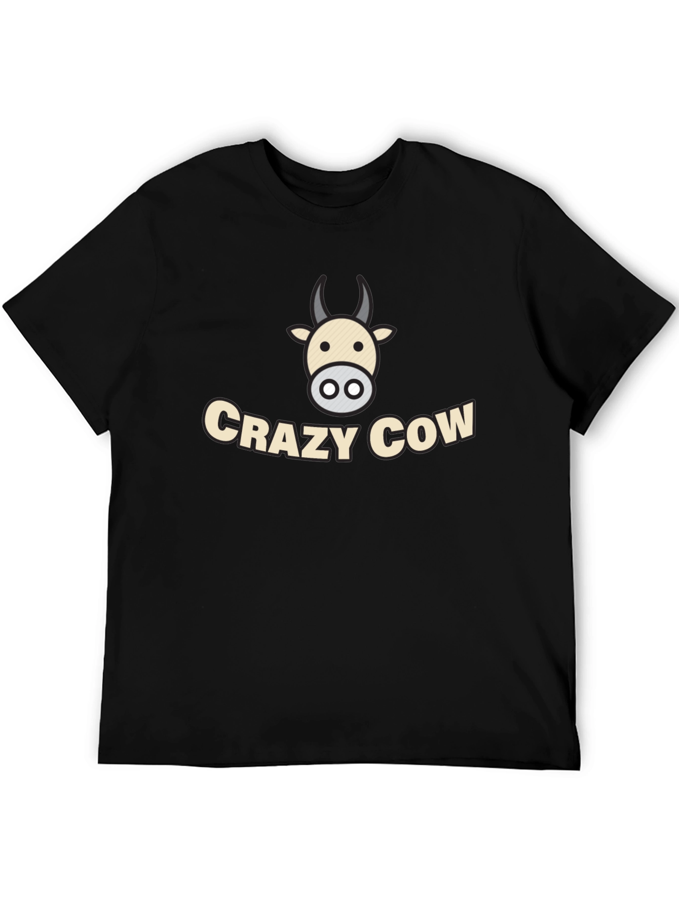 Black Crazy Cow Graphic Tee - Black Cotton T-Shirt view 5