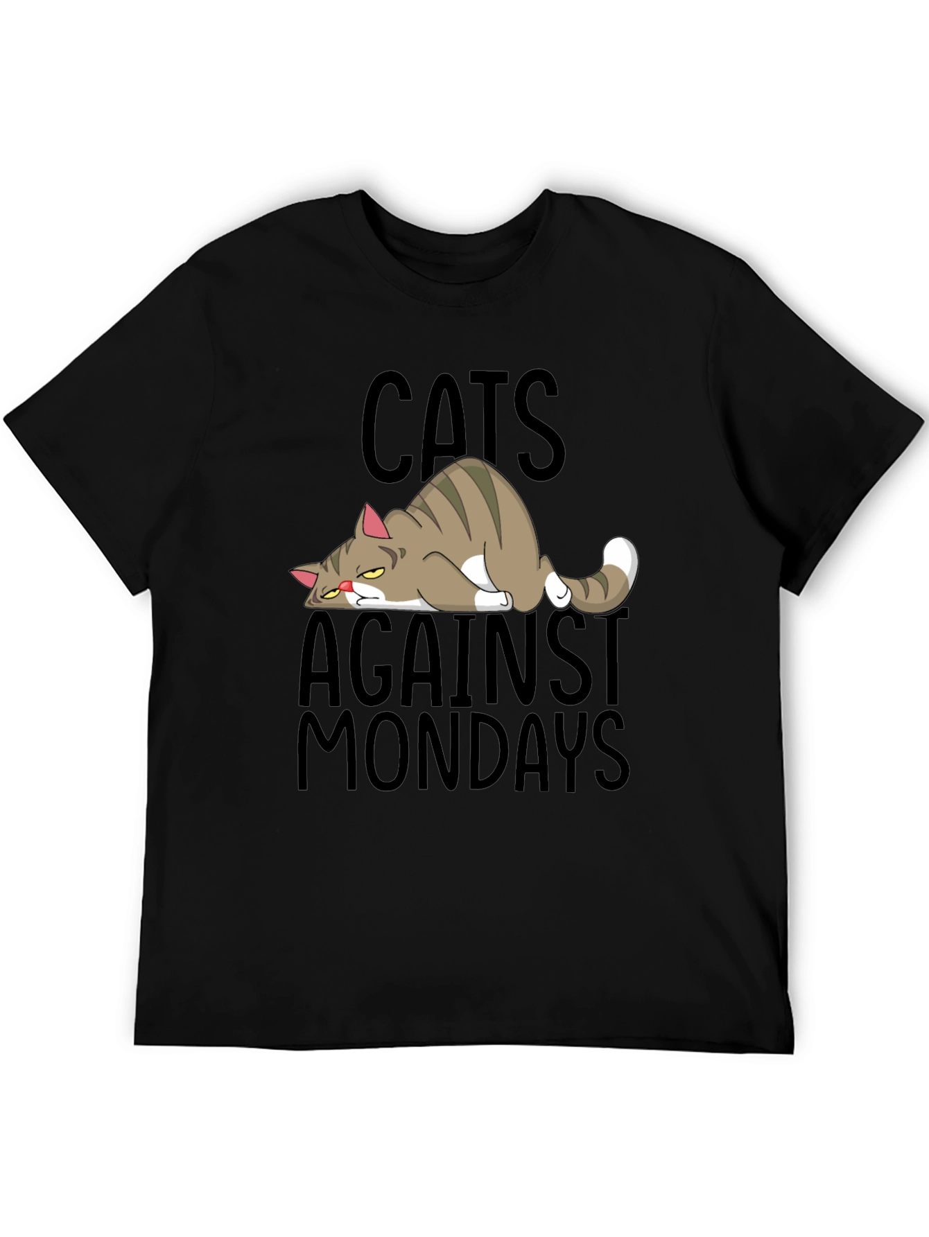 Black Cats Against Mondays Funny Graphic T-Shirt view 5