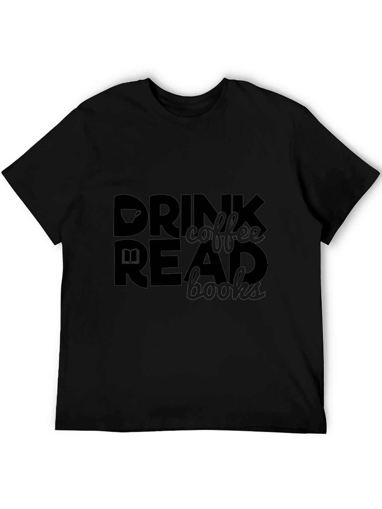Black Drink Coffee Read Books Graphic T-Shirt view 5