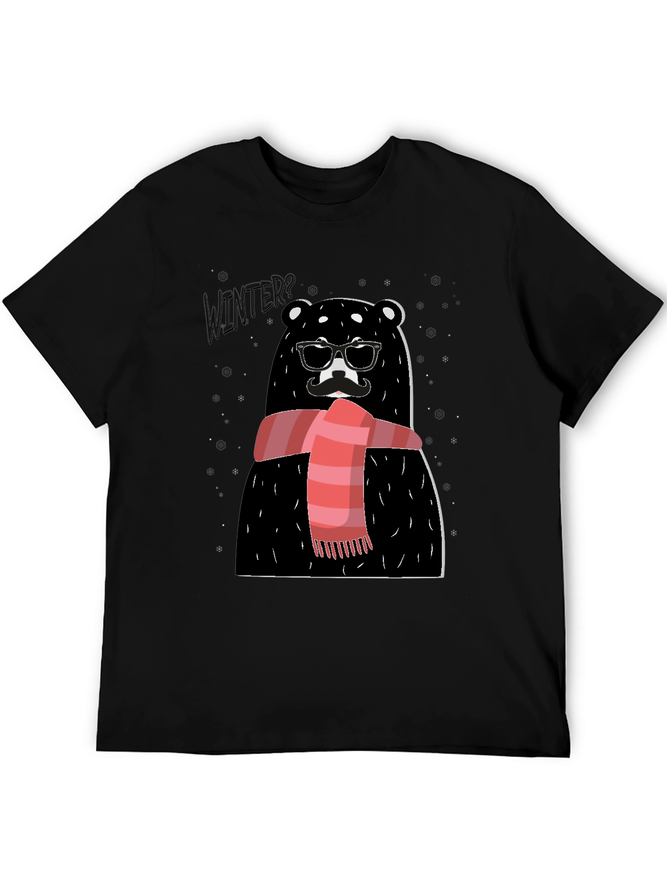 Black Winter Bear Graphic Tee - Stylish Holiday Design view 5