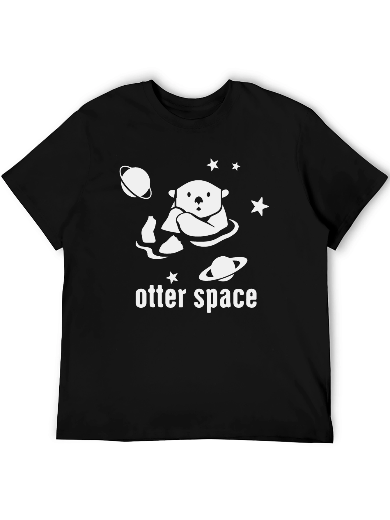 Black Otter Space Graphic Tee - Black Cotton T-Shirt view 5