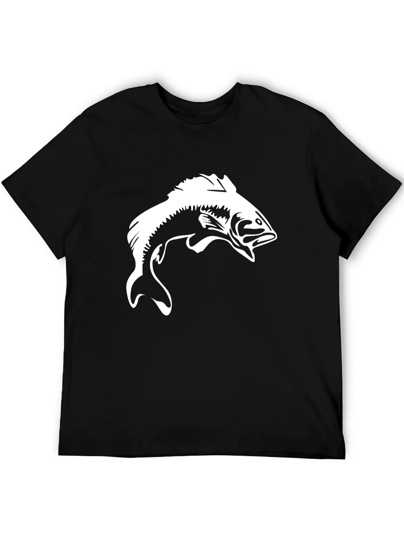 Black Bass Fishing Graphic Tee - Black Cotton T-Shirt view 5