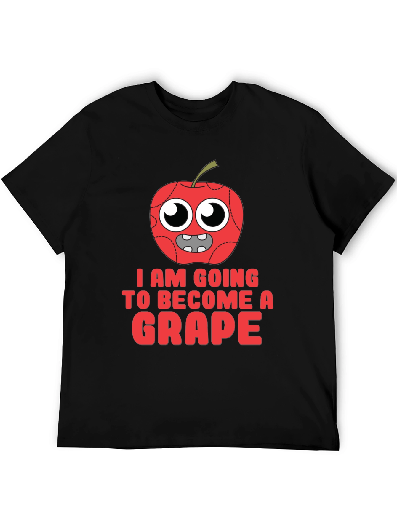 Black Funny Apple Becoming Grape Graphic T-Shirt view 5