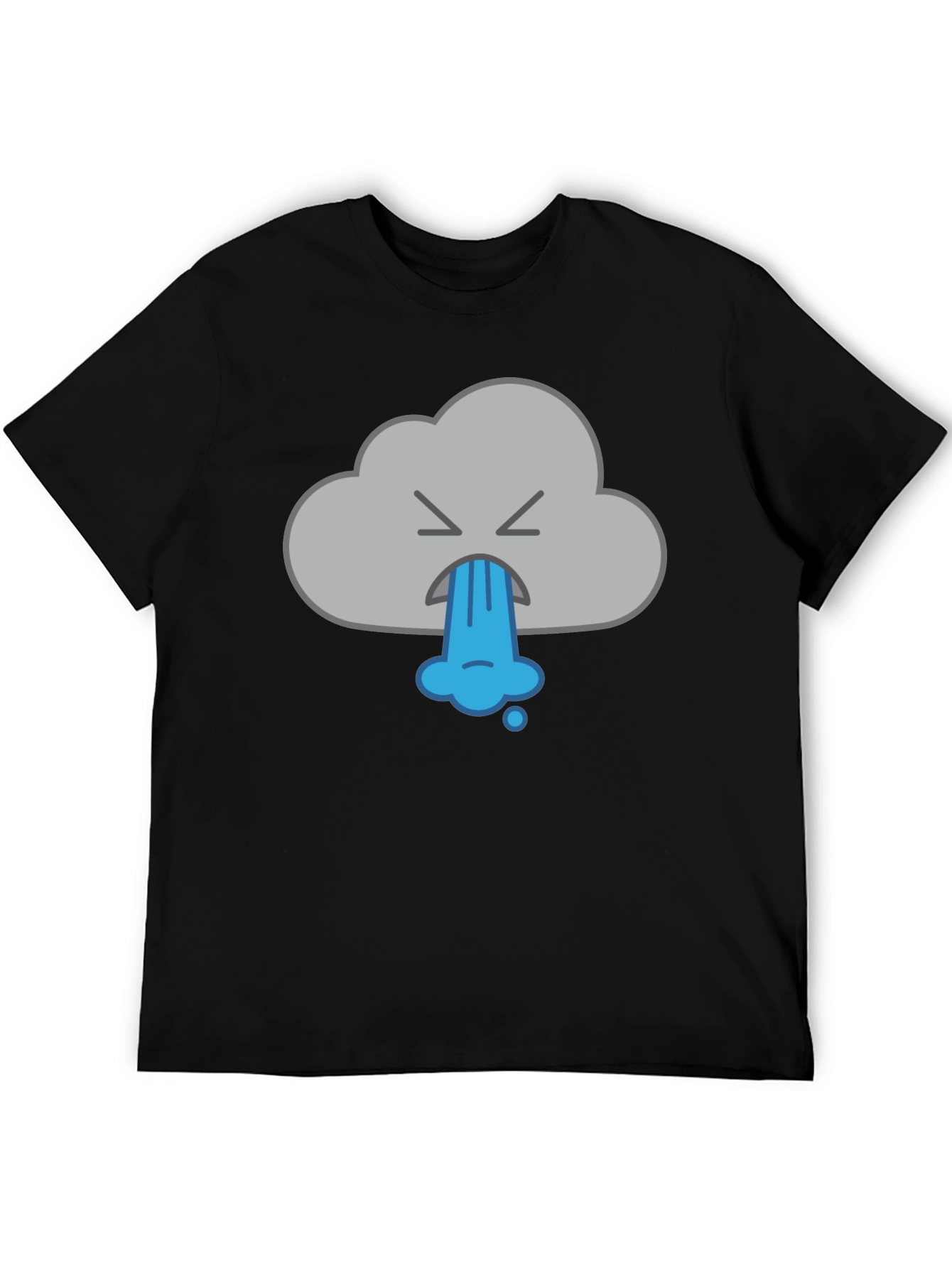 Black Funny Vomiting Cloud Graphic Tee - Black view 5