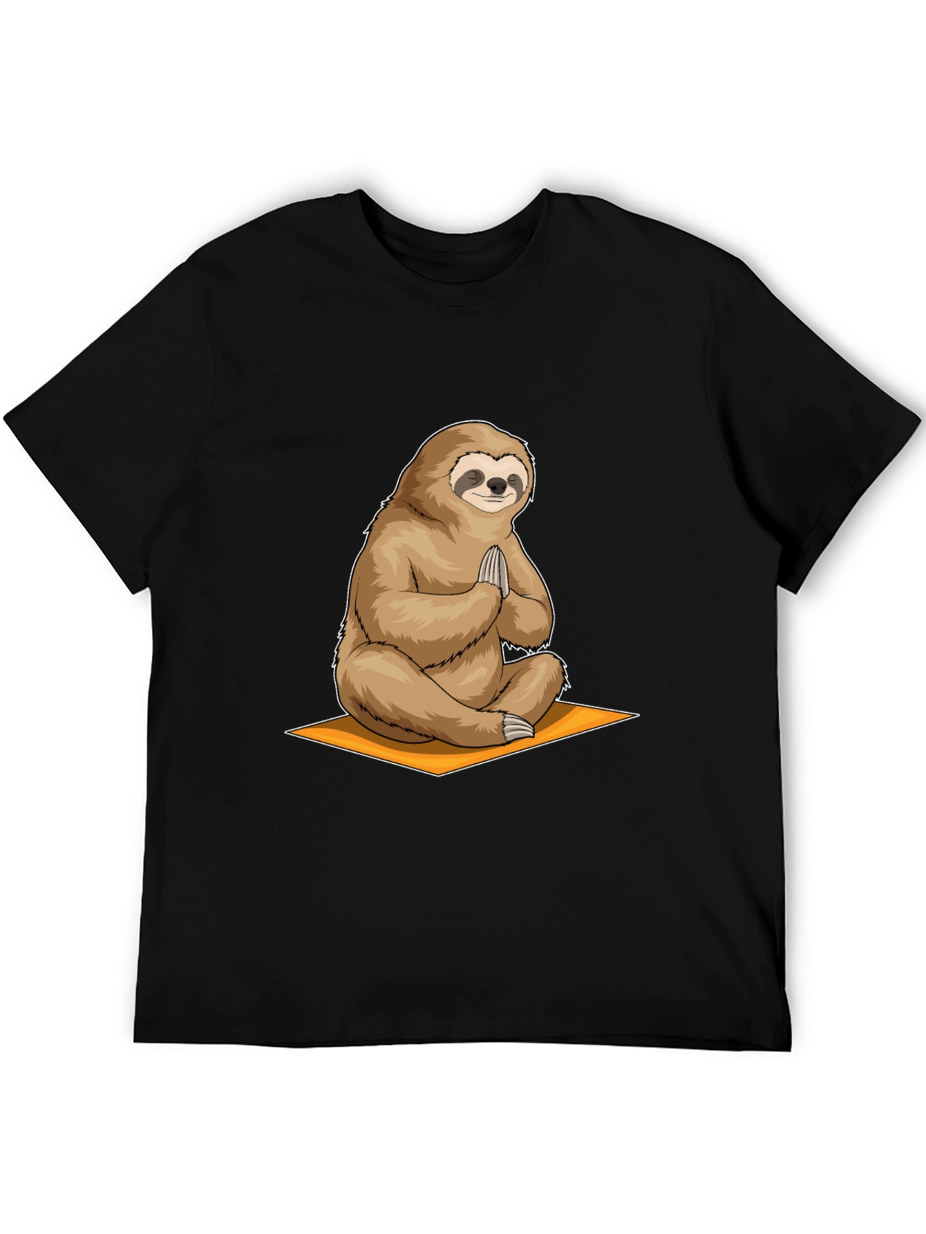 Black Meditating Sloth Graphic Tee - Relaxation Shirt view 5
