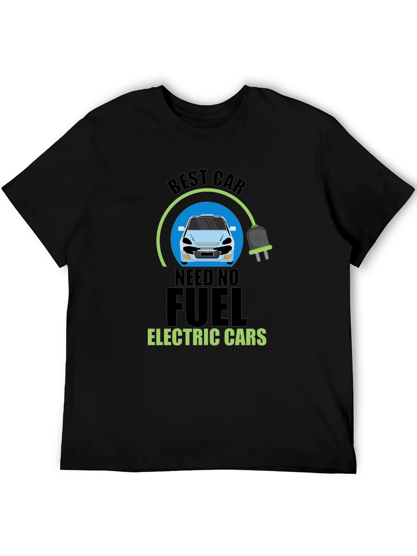 Black Electric Car T-Shirt - Need No Fuel Tee view 5