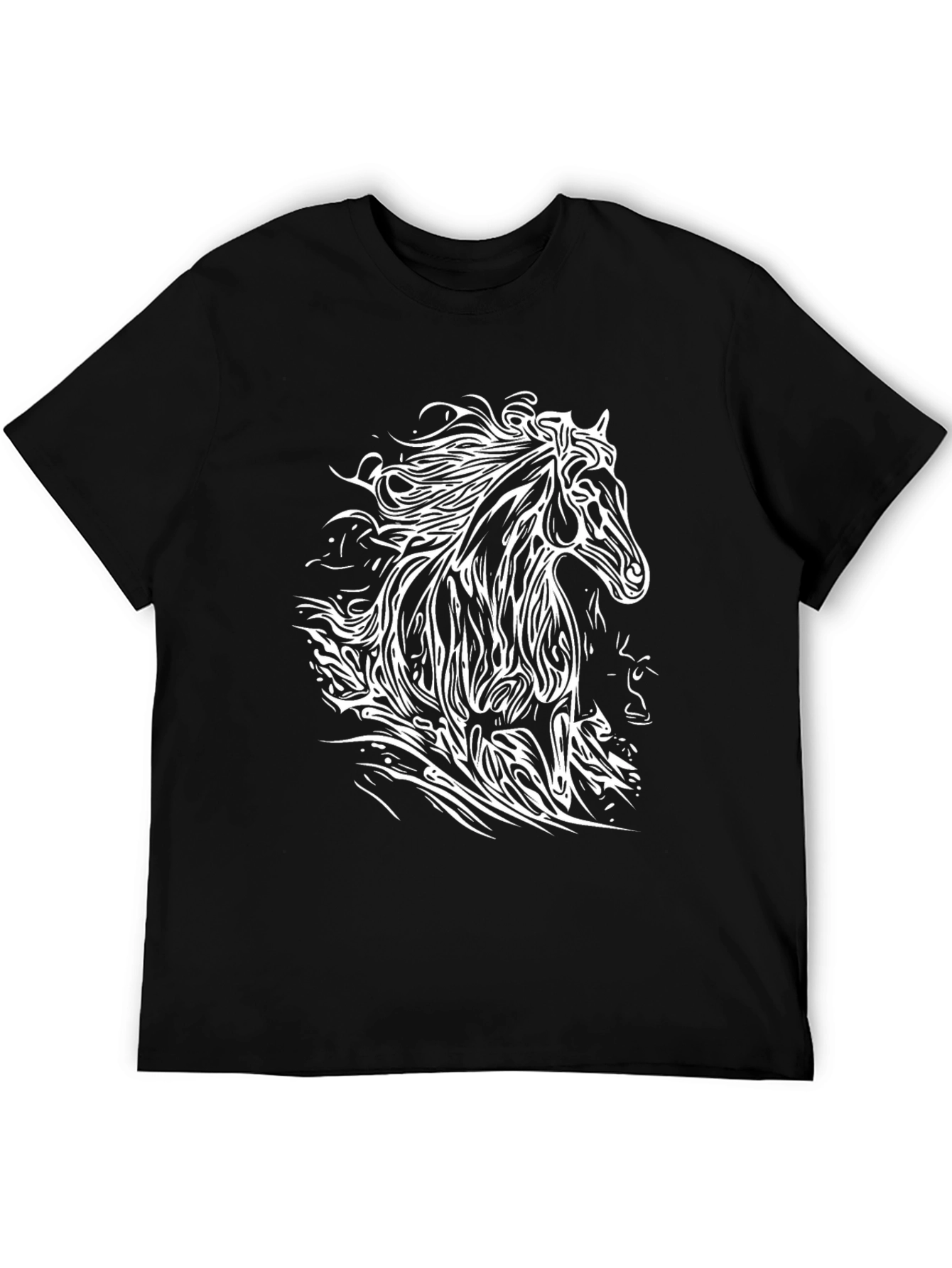 Black Horse Graphic Black T-Shirt for Men view 5