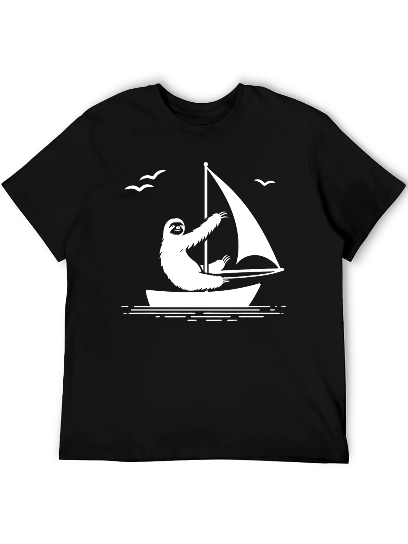 Black Sloth Sailing T-Shirt - Relaxed & Unique Design view 5