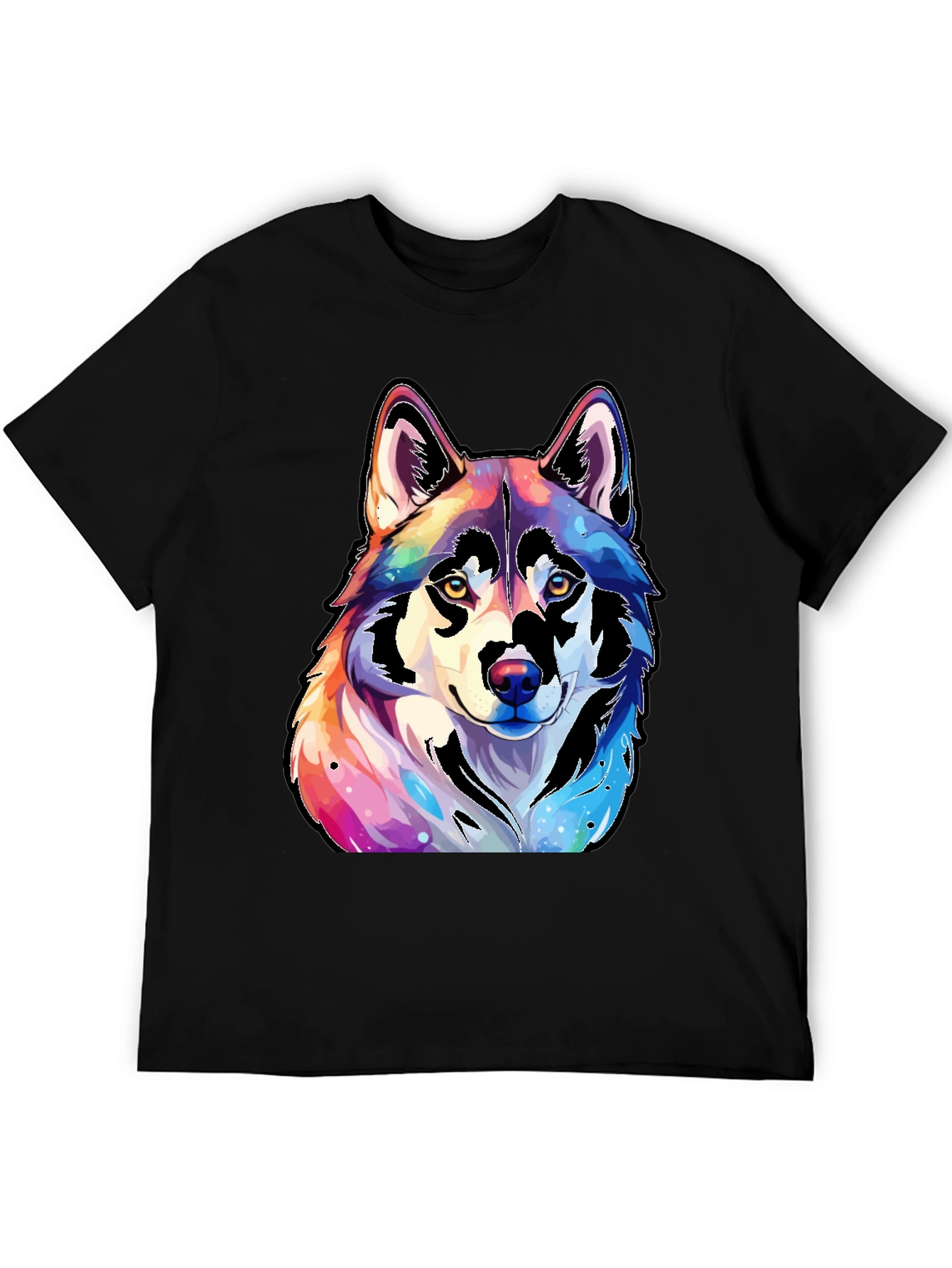 Black Rainbow Wolf Graphic Tee - Unisex view 5