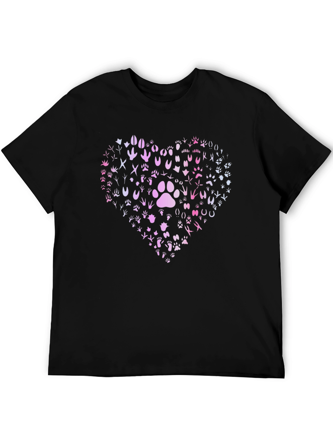 Black Paw Print Heart Graphic T-Shirt - Black view 5