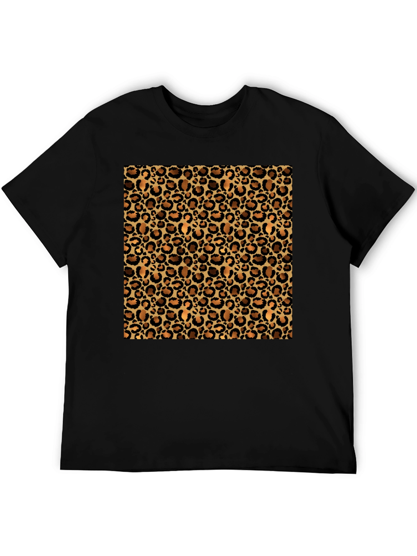 Black Leopard Print Black T-Shirt - Casual Fashion view 5
