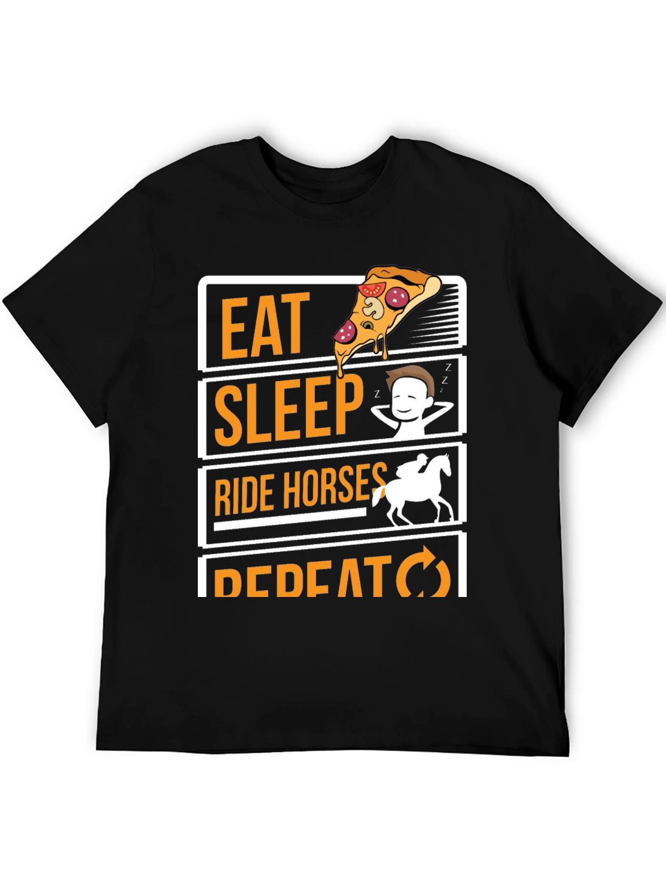 Black Eat Sleep Ride Horses Repeat Graphic Tee view 5