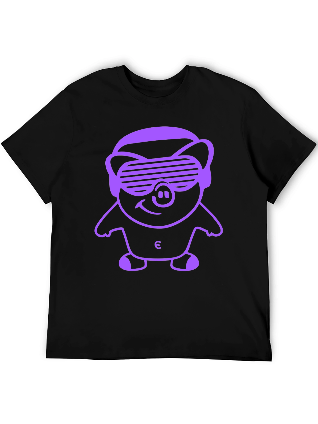 Black Black Tee with Pig Wearing Sunglasses Graphic view 5