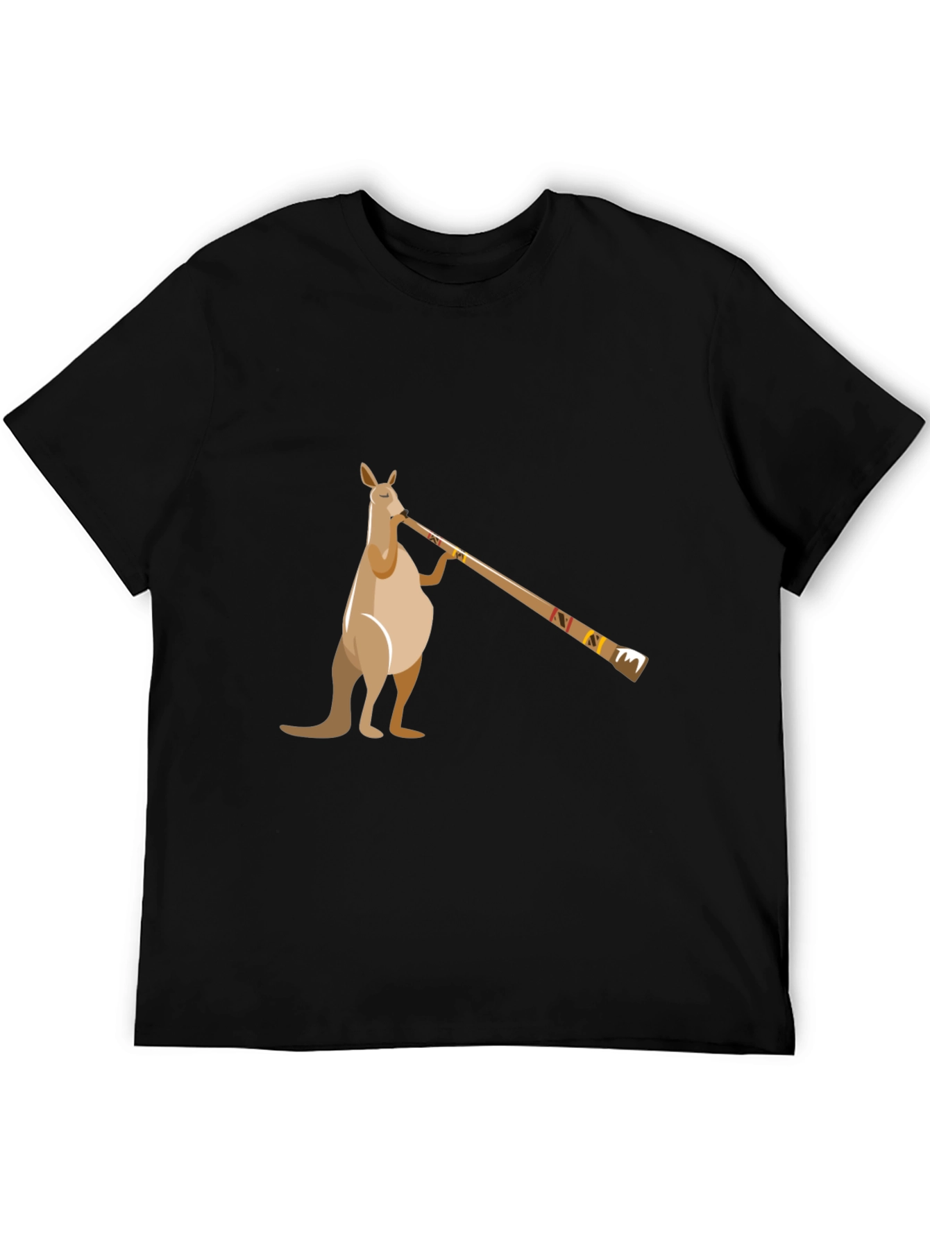 Black Kangaroo Didgeridoo T-Shirt - Black Cotton Tee view 5
