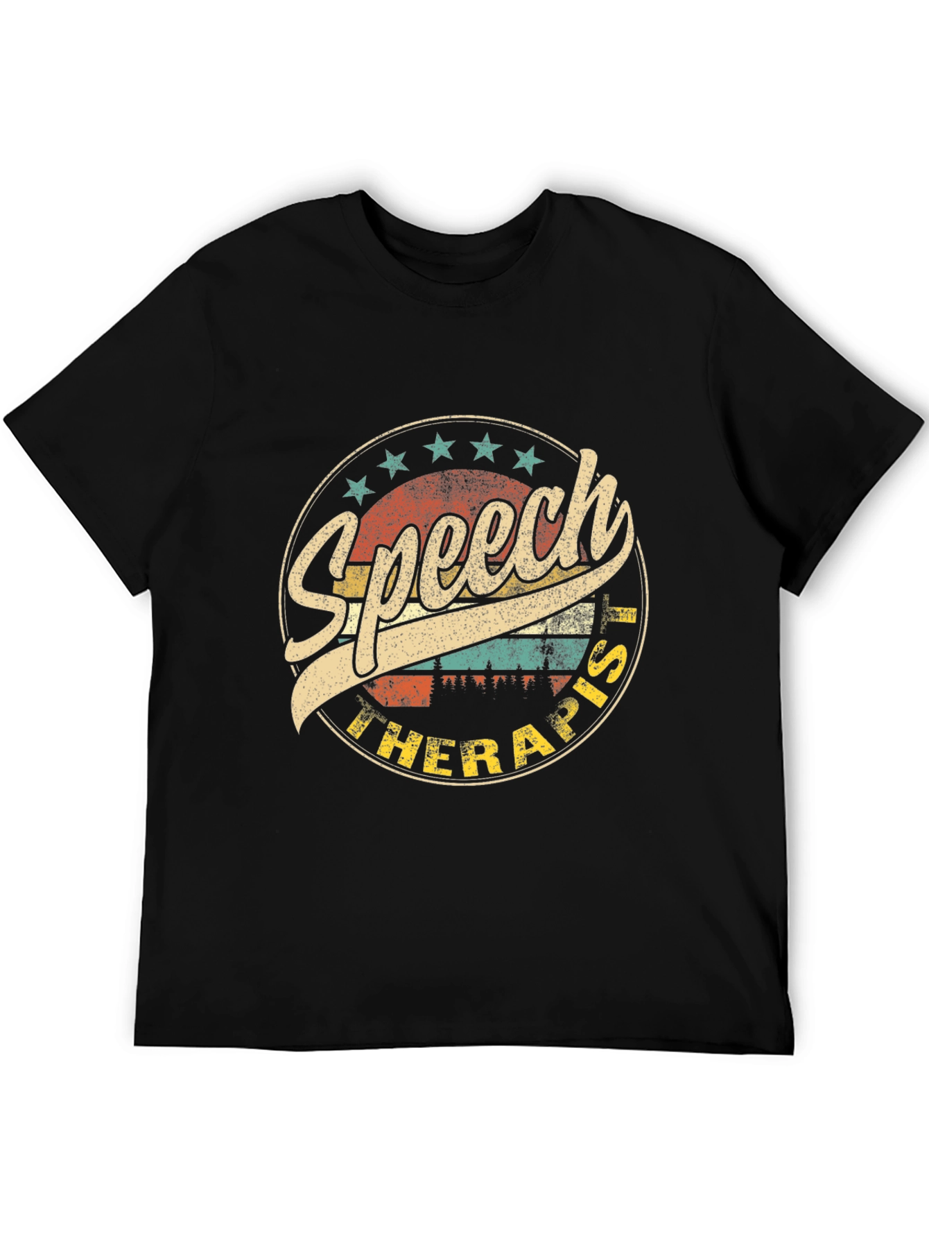 Black Speech Therapist Retro Style Graphic T-Shirt view 5