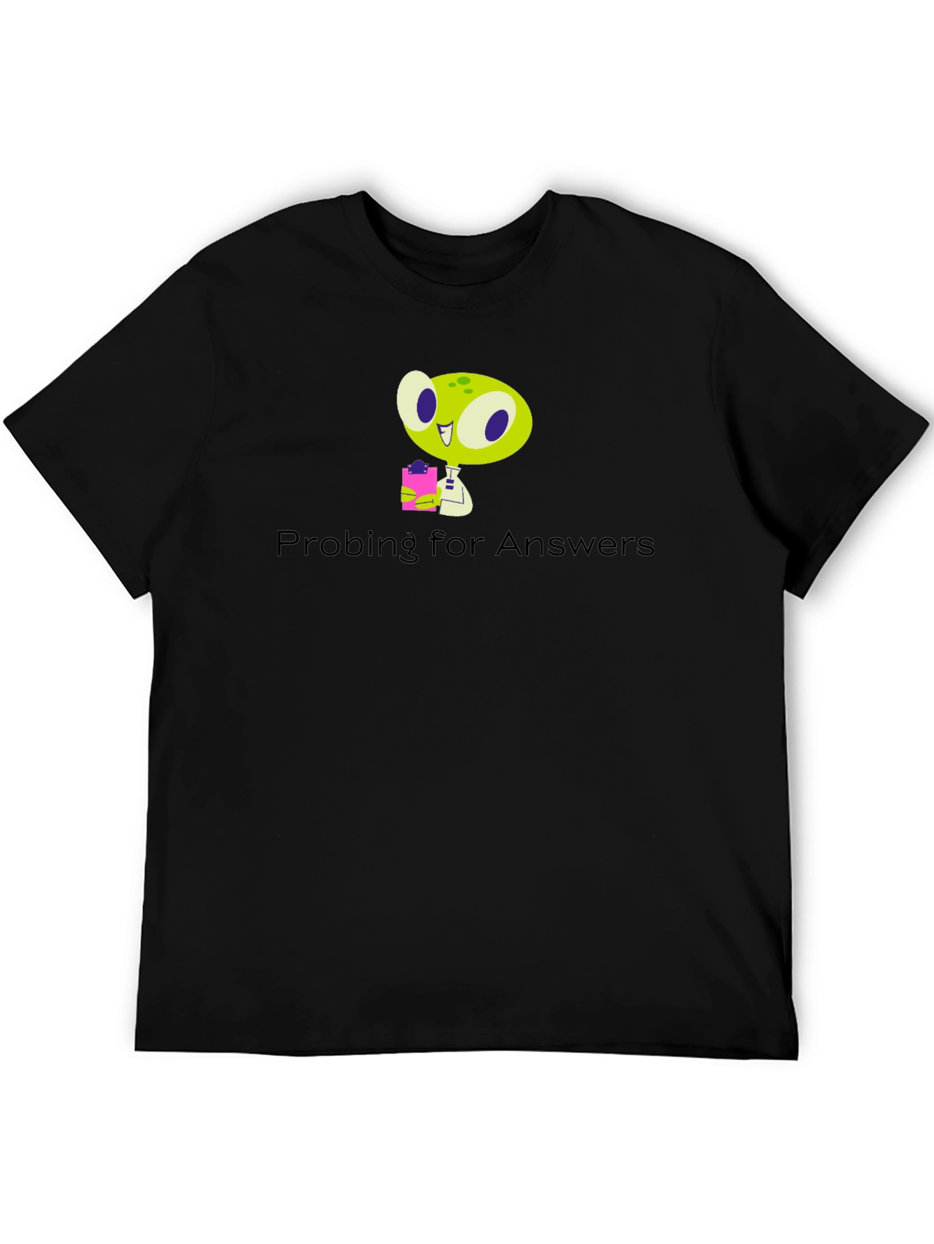Black Probing for Answers Black Graphic T-Shirt view 5
