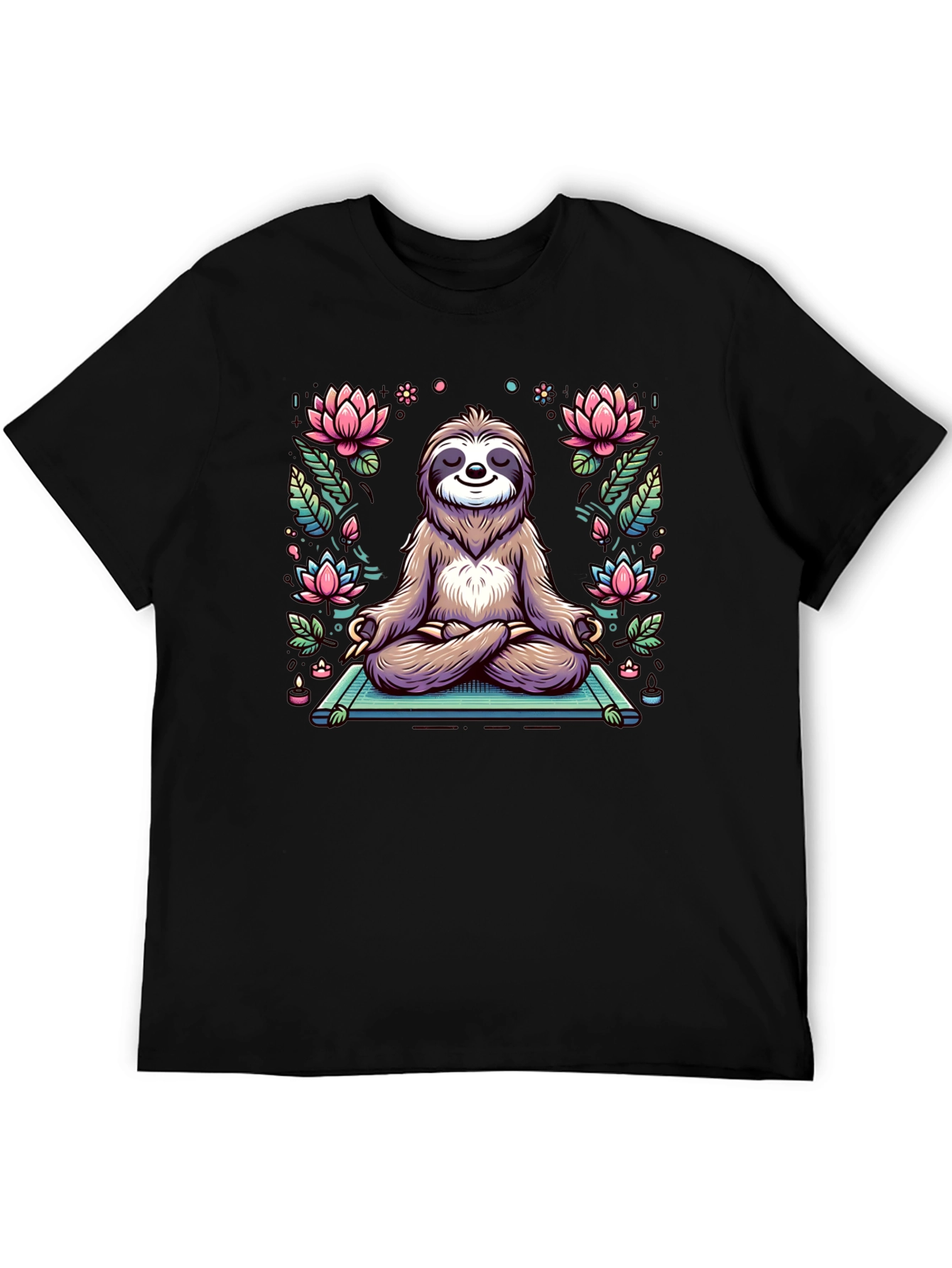 Black Zen Sloth T-Shirt - Meditating Animal Tee view 5