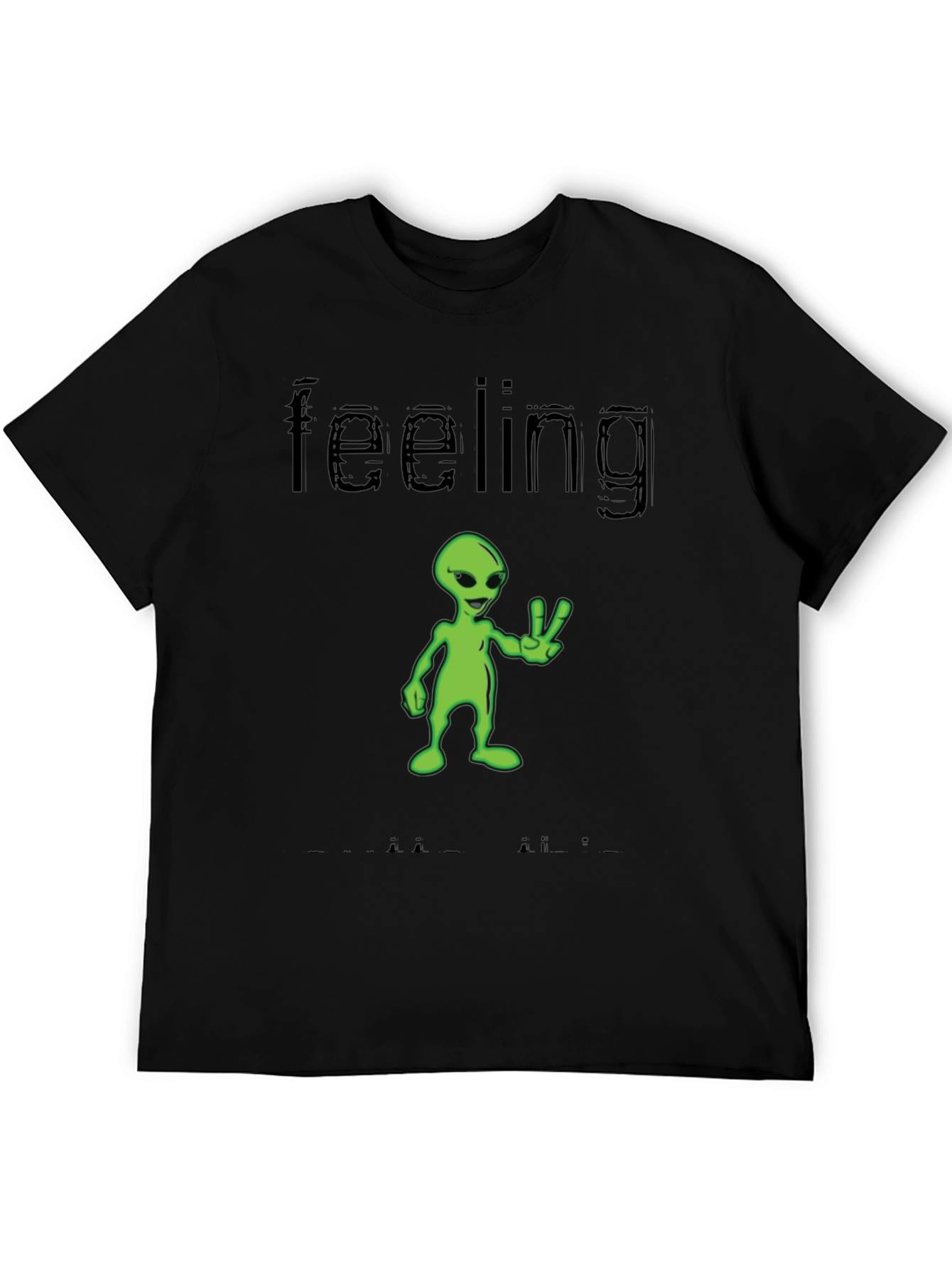 Black Feeling Alien T-Shirt - Black Graphic Tee view 5