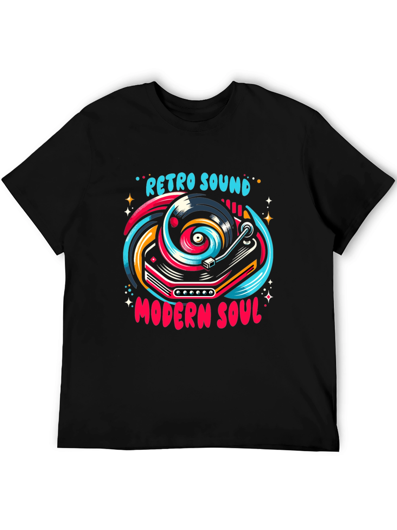 Black Retro Sound Modern Soul Graphic Tee - Black Cotton Blend view 5