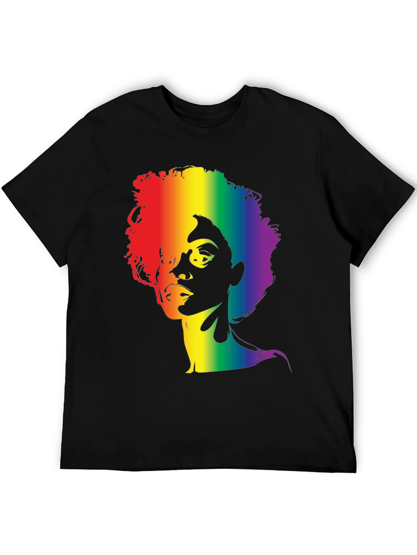 Black Rainbow Afro Graphic Tee - Stylish Black T-Shirt view 5