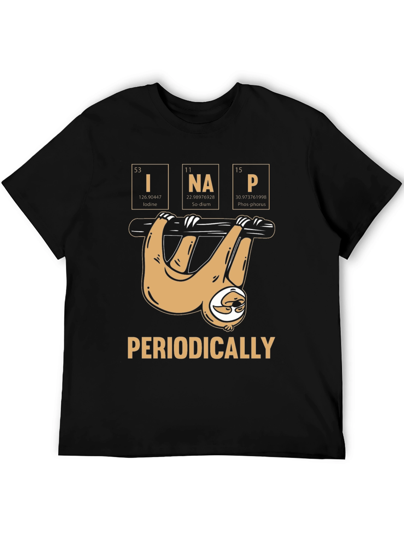 Black Periodically Sloth Funny T-Shirt view 5