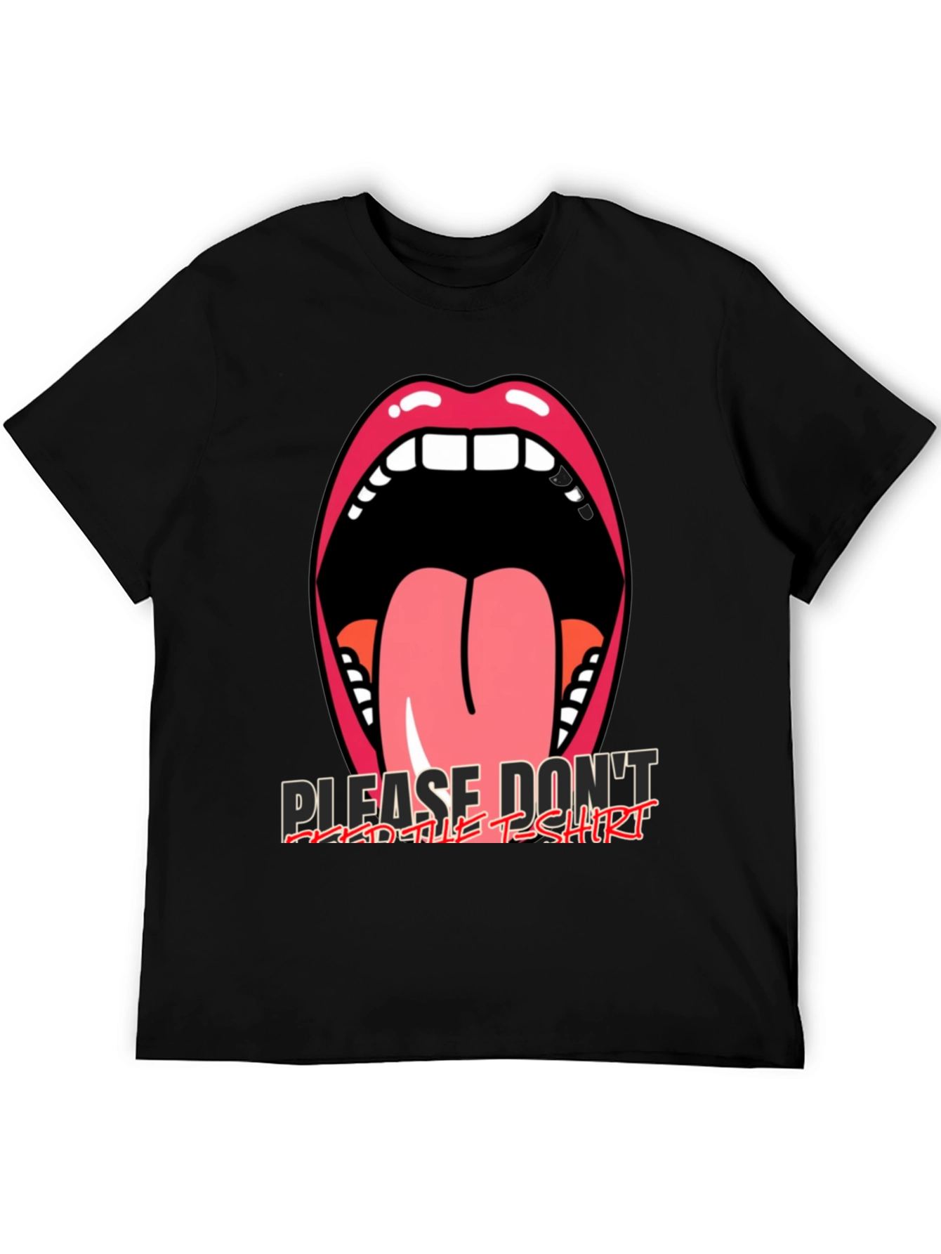 Black Graphic Tee: Open Mouth Tongue Out view 5