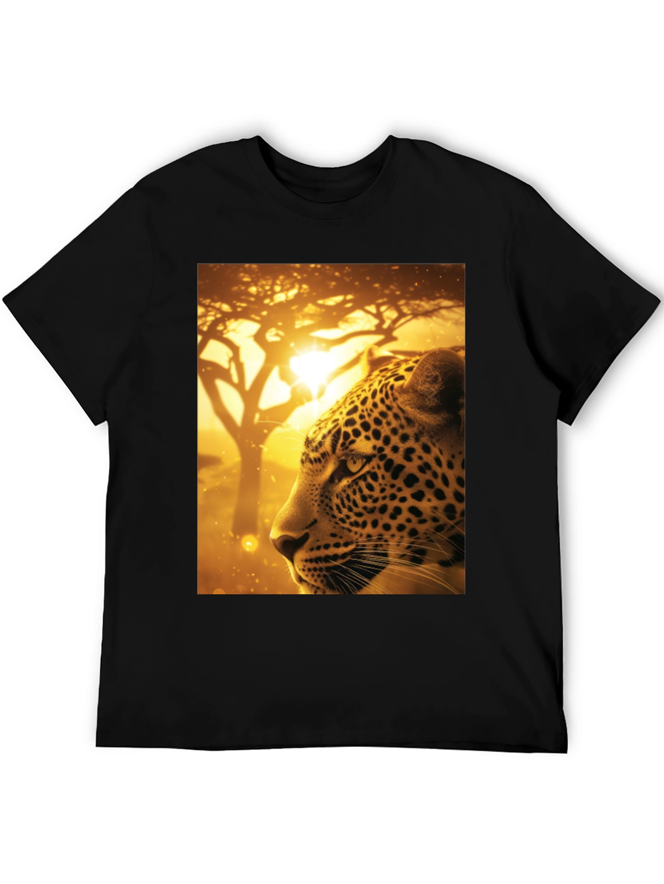 Black Leopard Graphic Print Black T-Shirt view 5