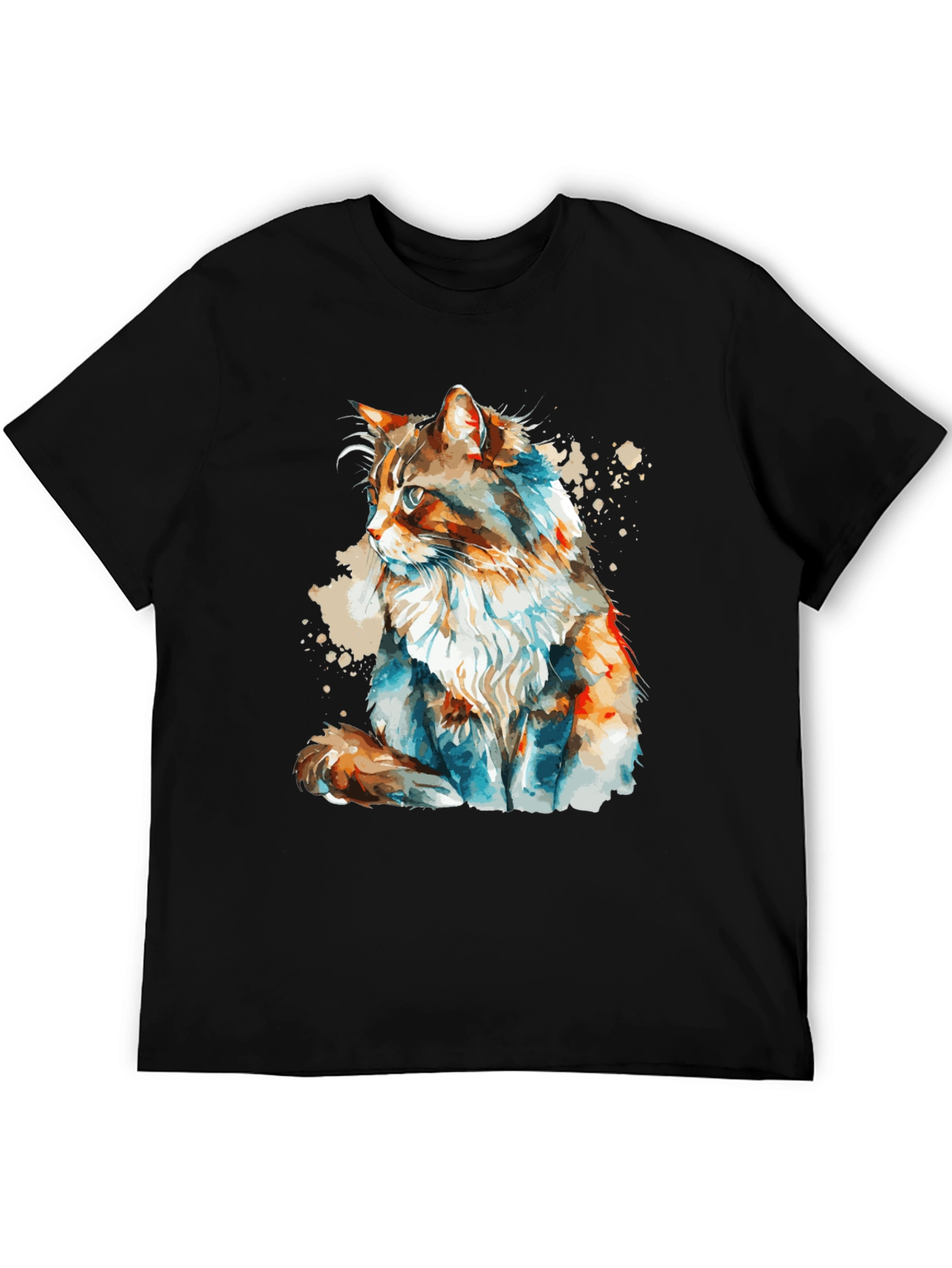 Black Watercolor Cat T-Shirt: Stylish & Unique Design view 5