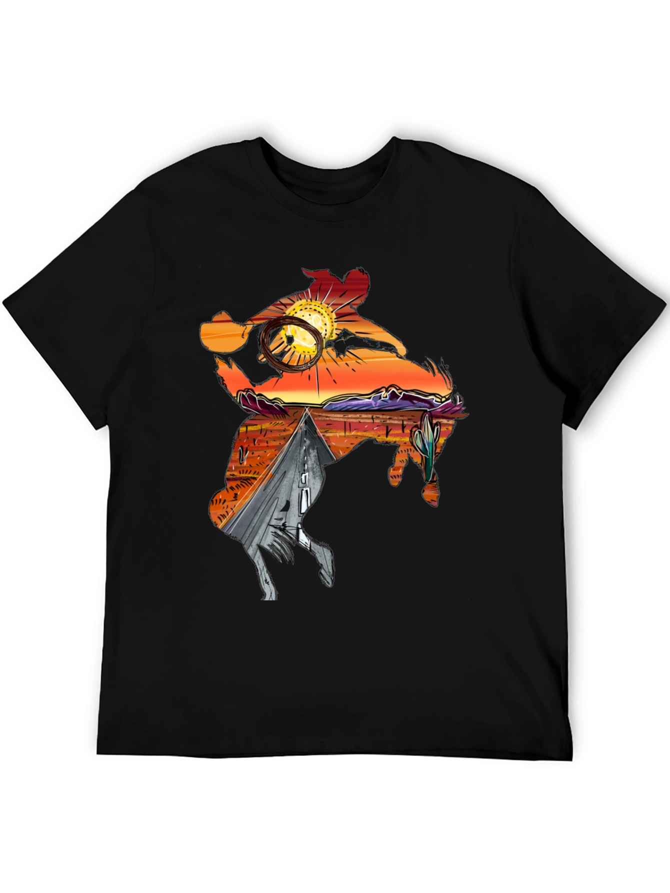 Black Western Desert Sunset Graphic Tee view 5