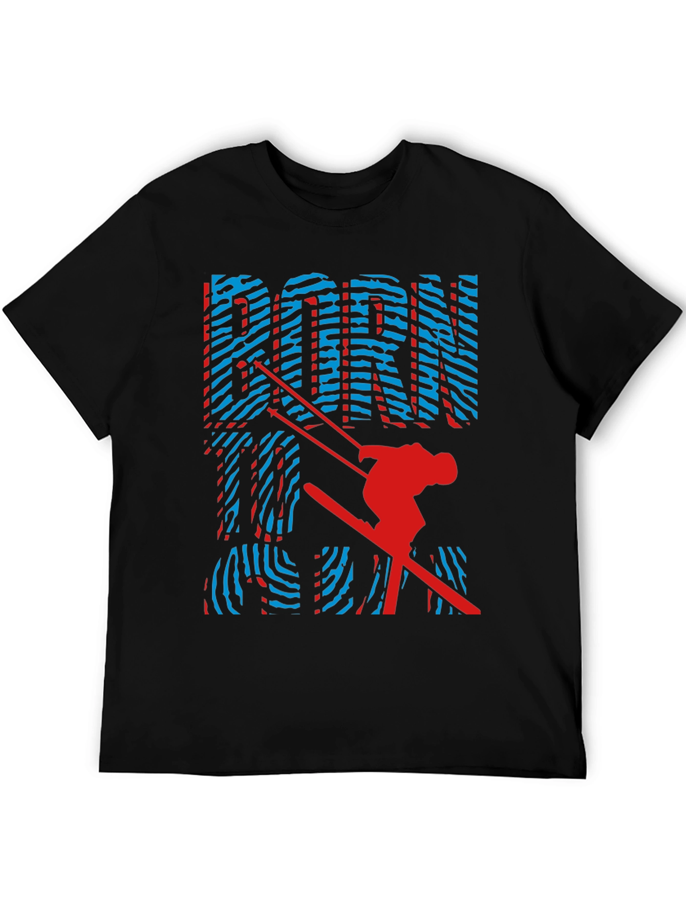 Black Born To Ski Graphic Tee - Unisex Black Cotton T-Shirt view 5