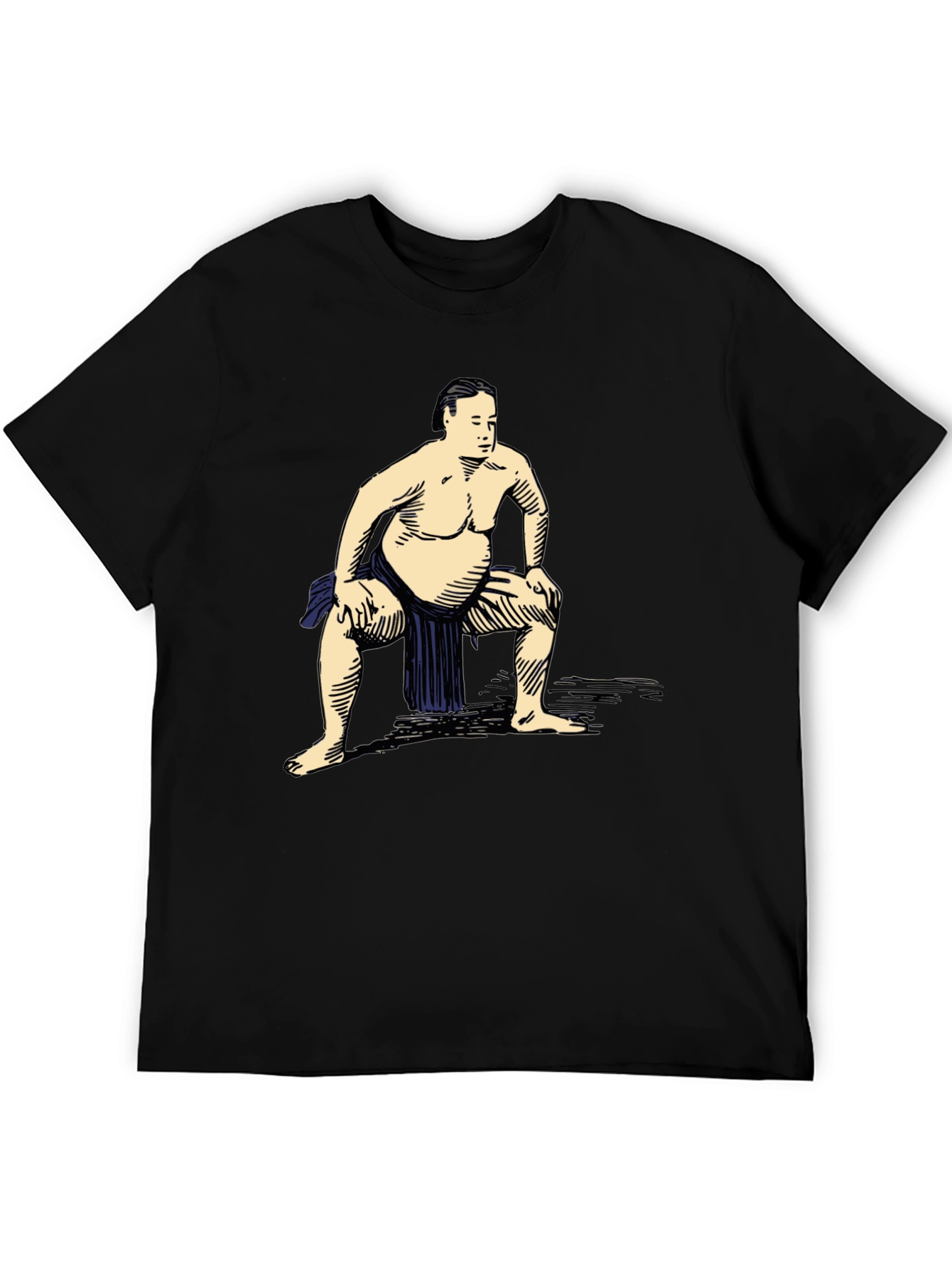 Black Sumo Wrestler Graphic T-Shirt - Casual Black Tee view 5