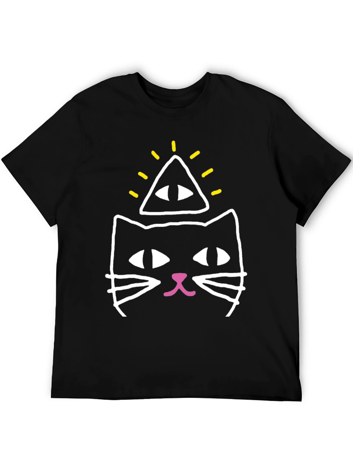 Black Illuminati Cat Graphic Tee - Black Cotton Blend view 5