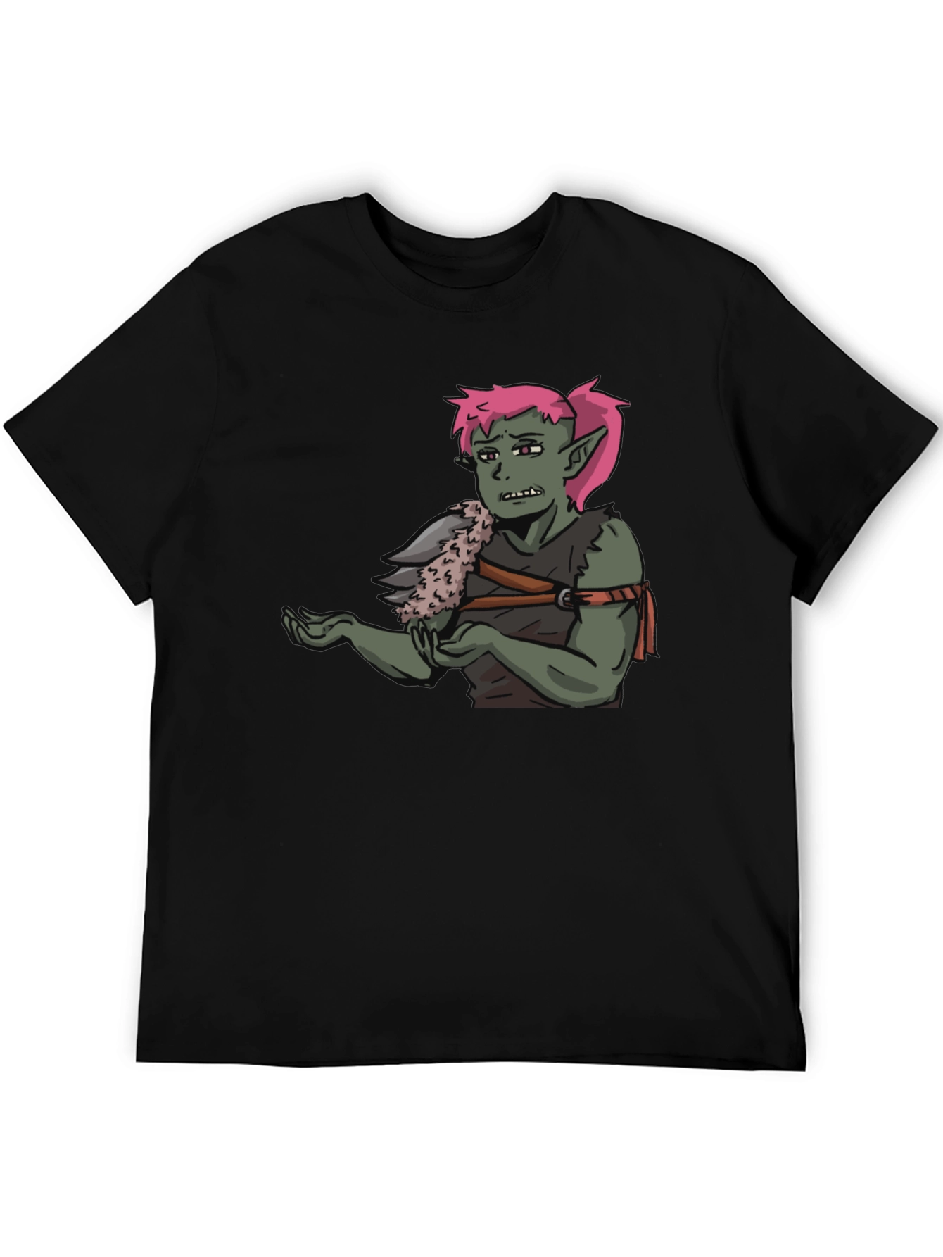 Black T-Shirt Featuring Green Character Graphic view 5