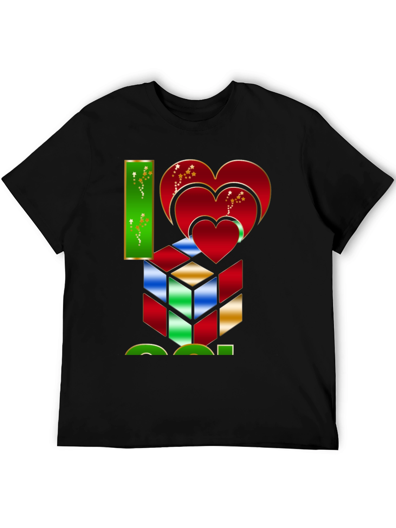 Black I Heart Cube Graphic Tee - Puzzle Lover's Shirt view 5