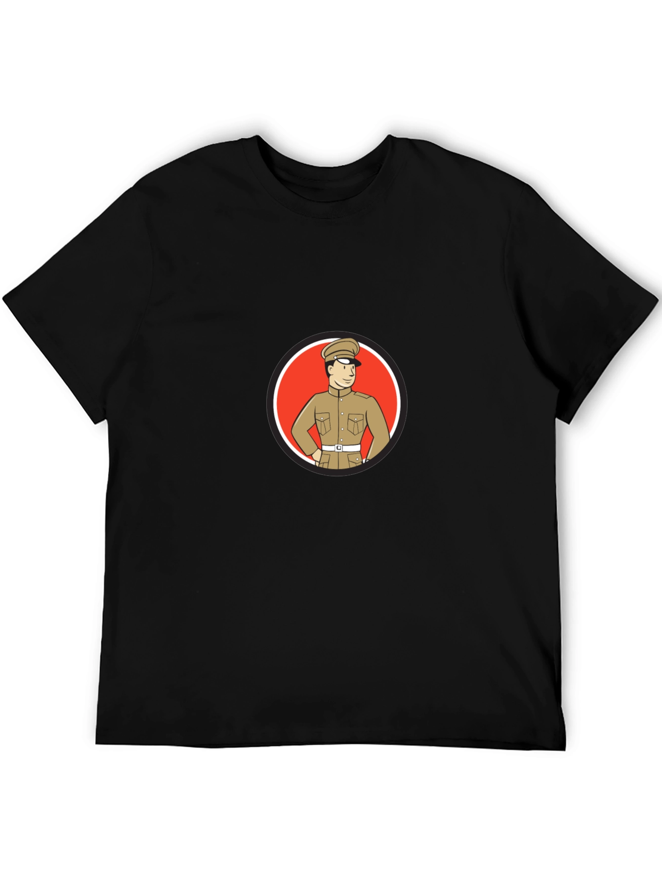 Black Retro Cartoon Soldier T-Shirt view 5